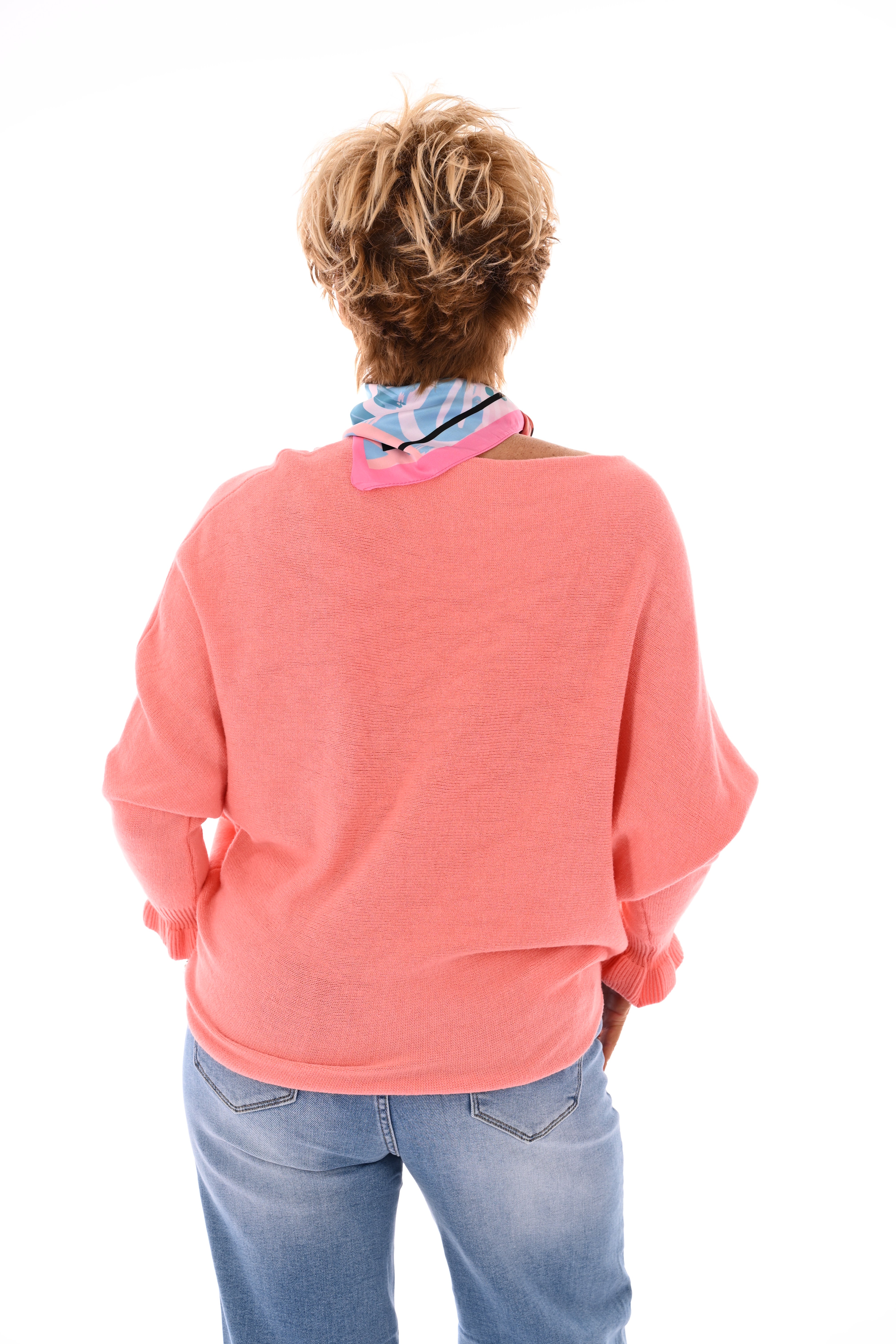 Vleermuis trui roezelmouwen koraal