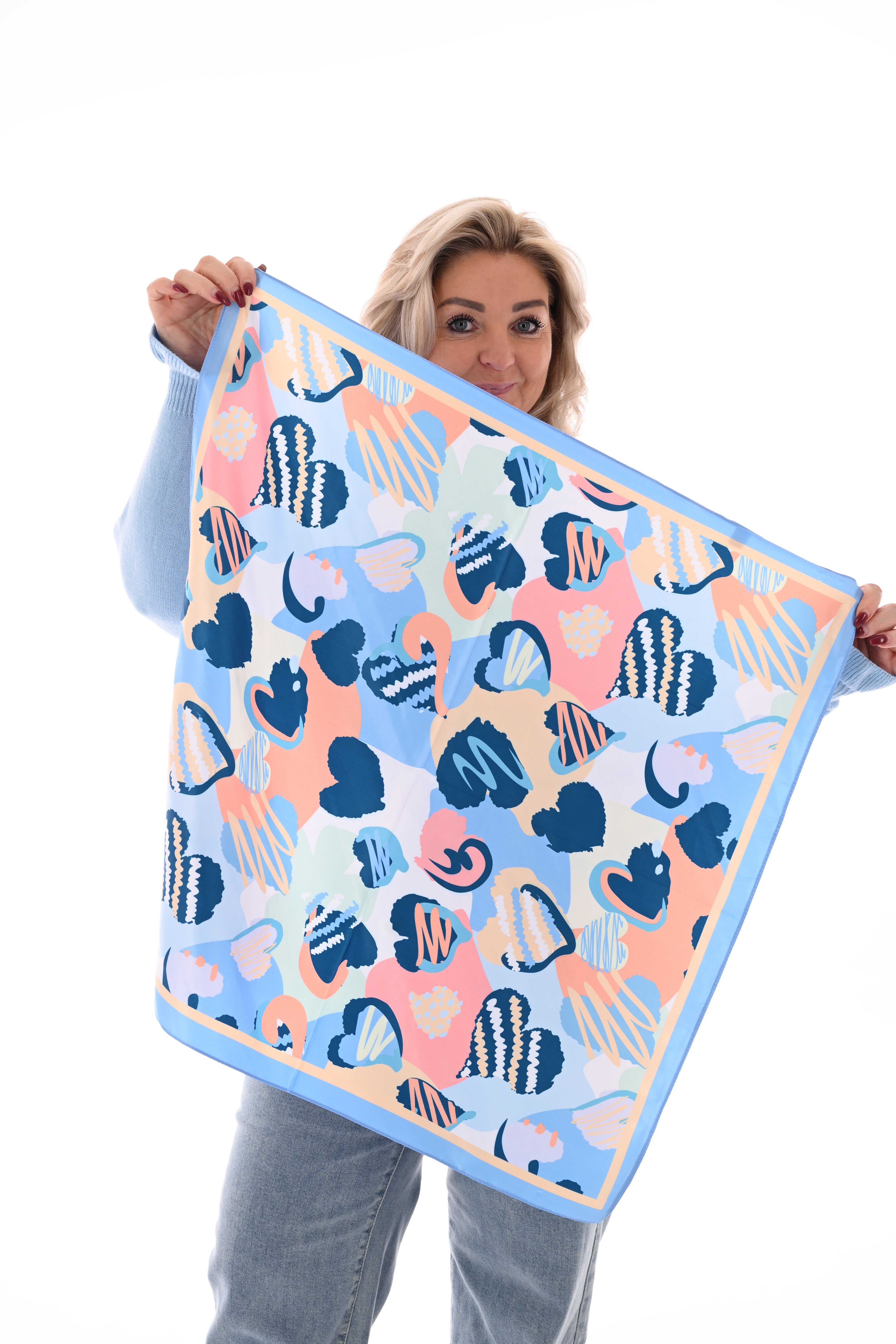 Kort sjaaltje art heart blauw