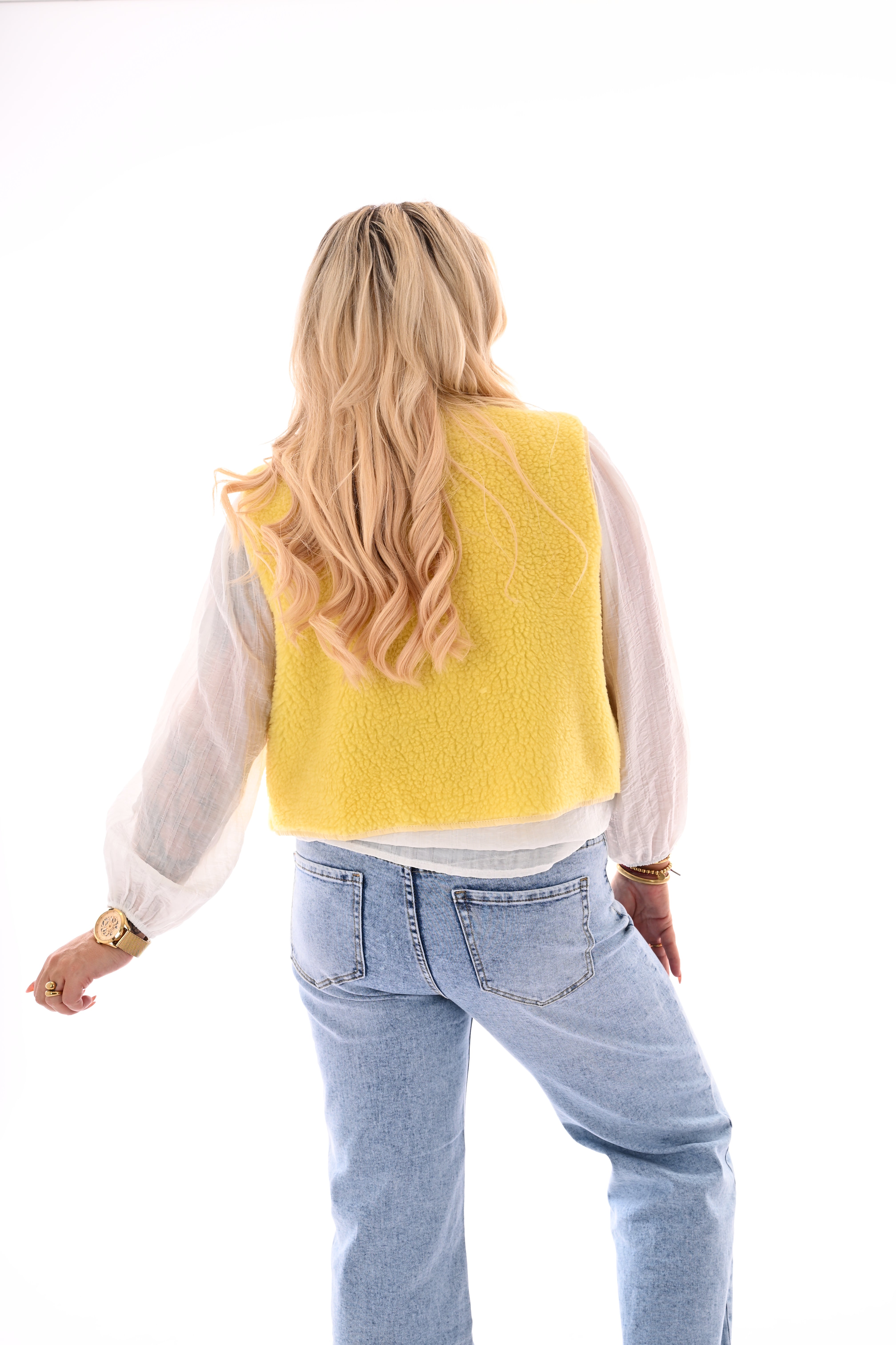 Teddy gilet geel