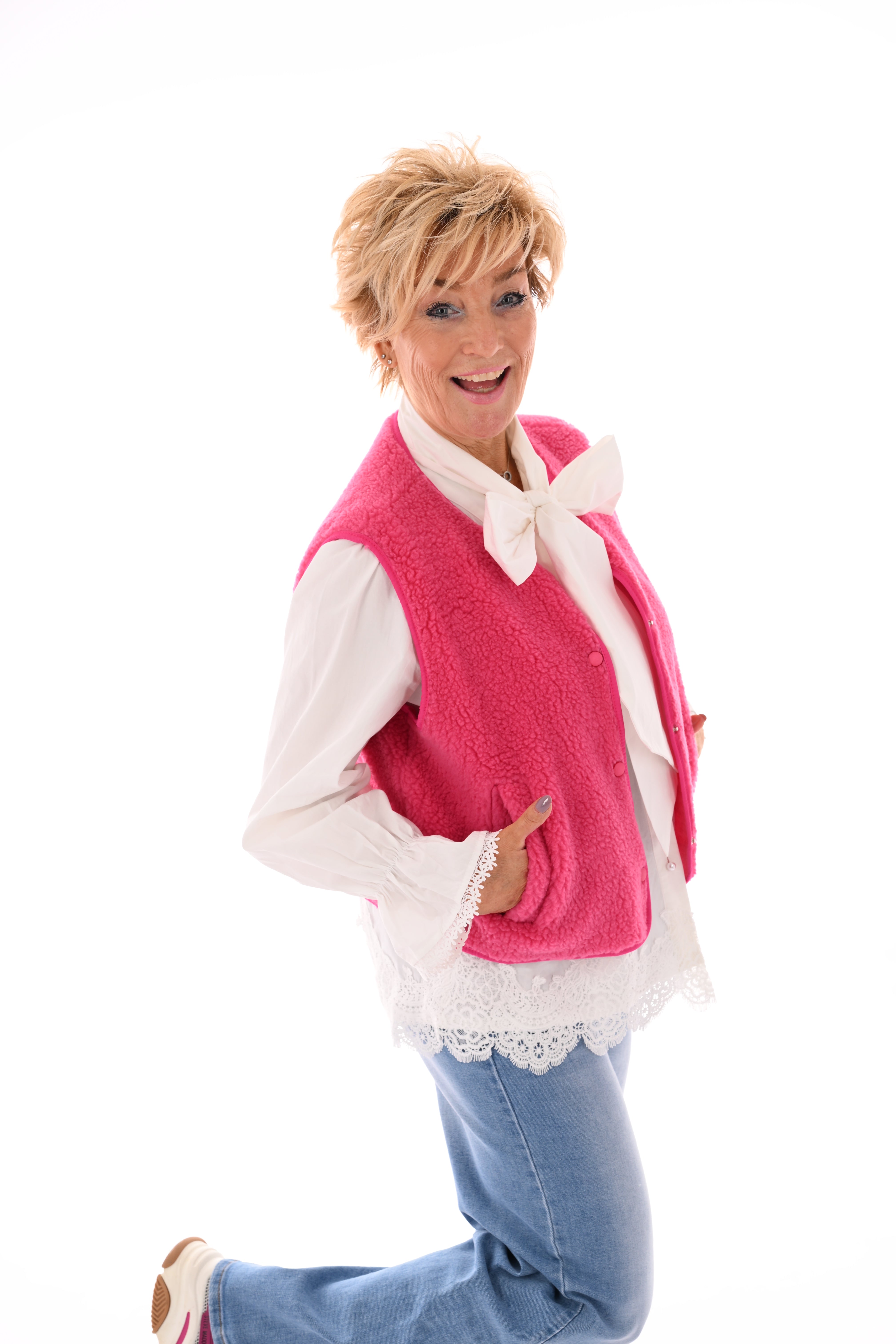 Teddy gilet fuchsia
