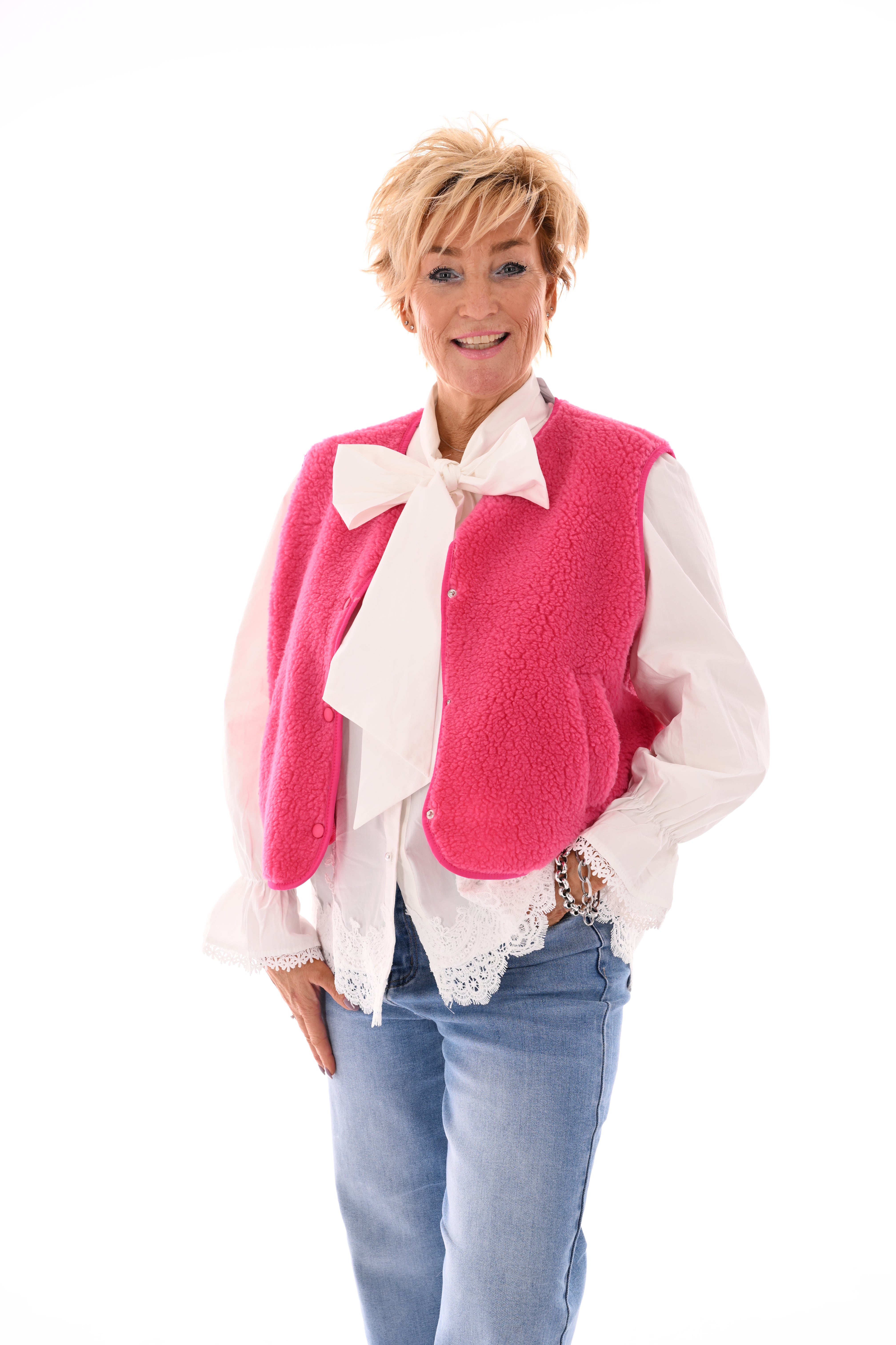 Teddy gilet fuchsia