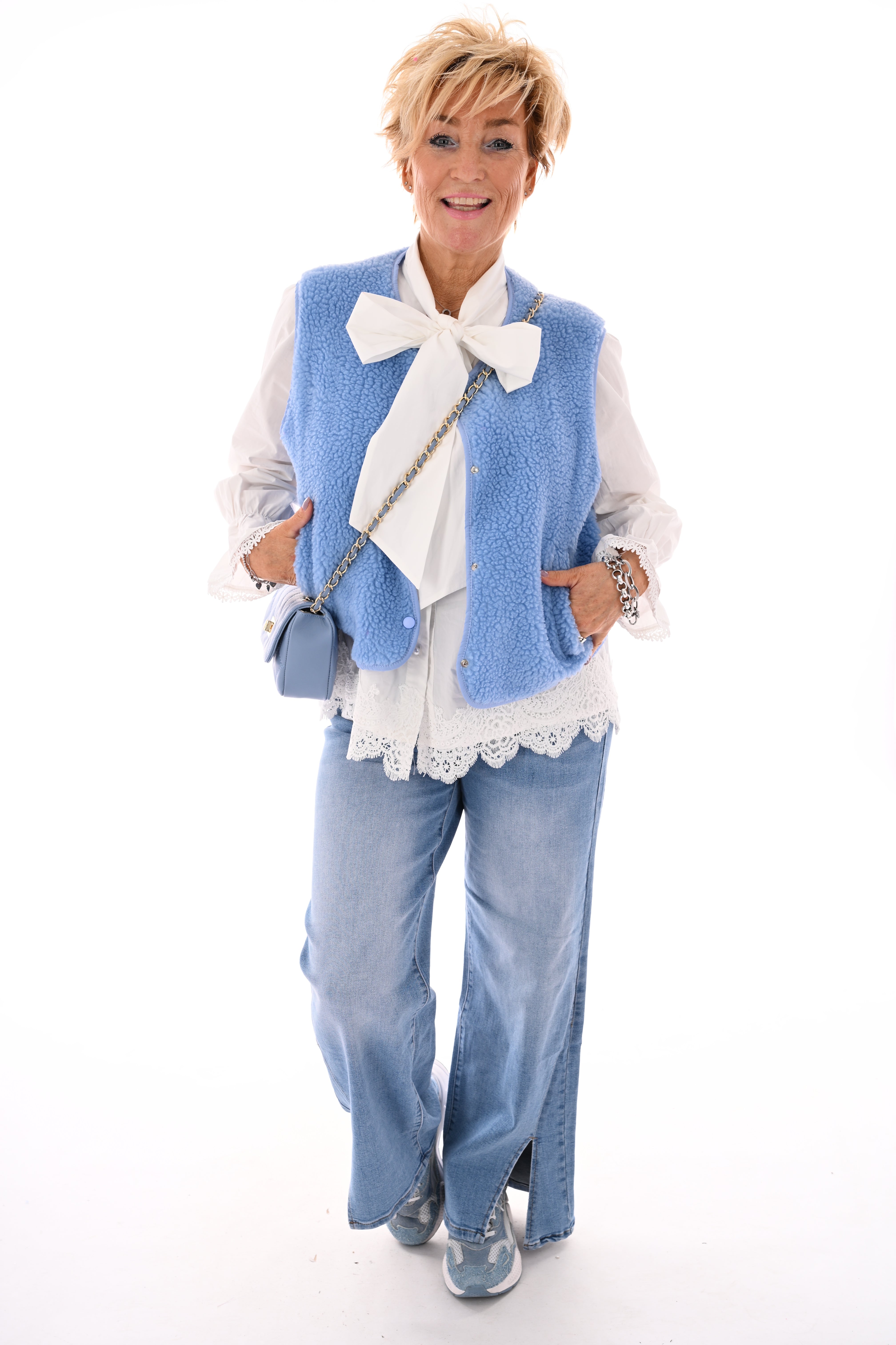 Teddy gilet lichtblauw