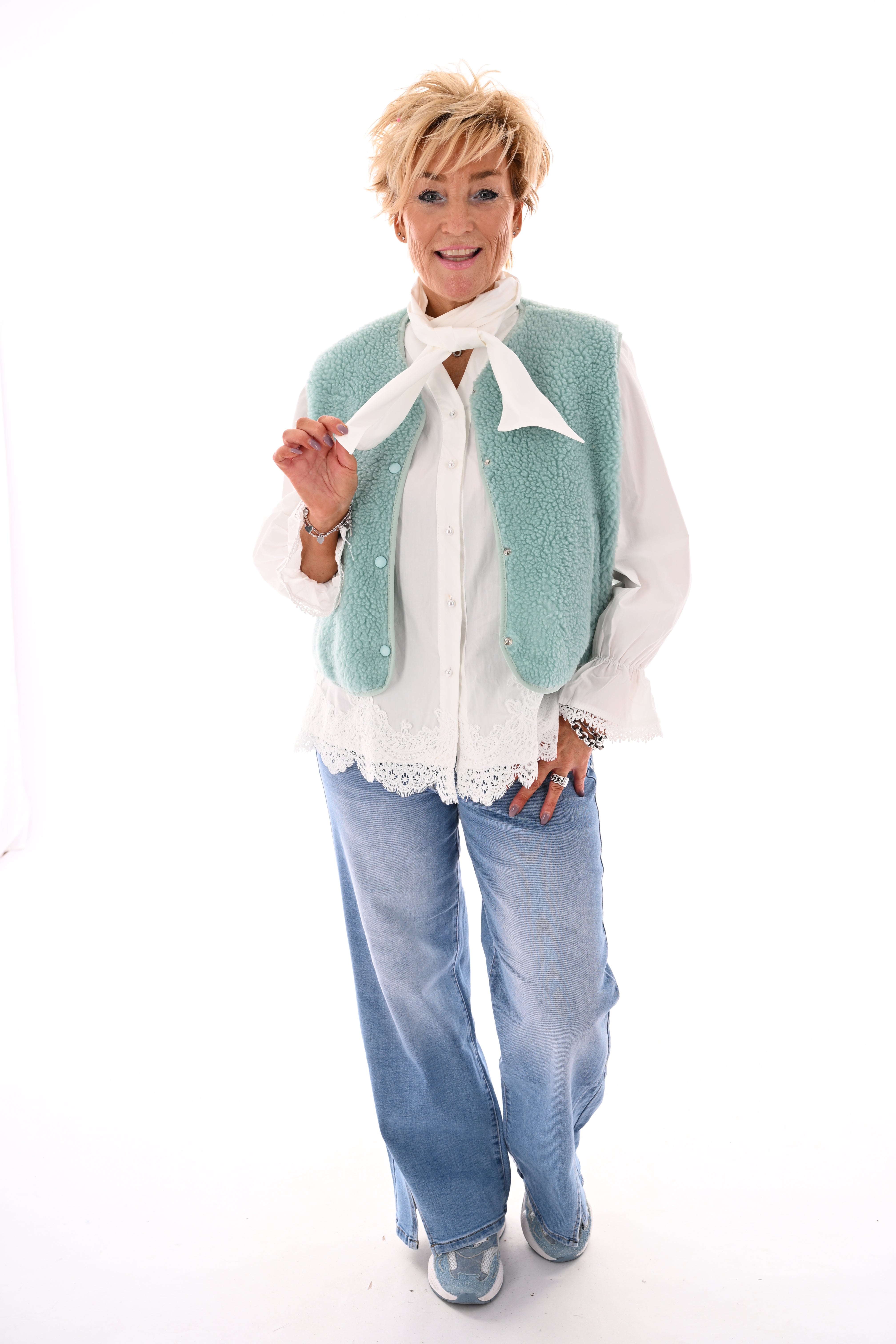 Teddy gilet mintgroen