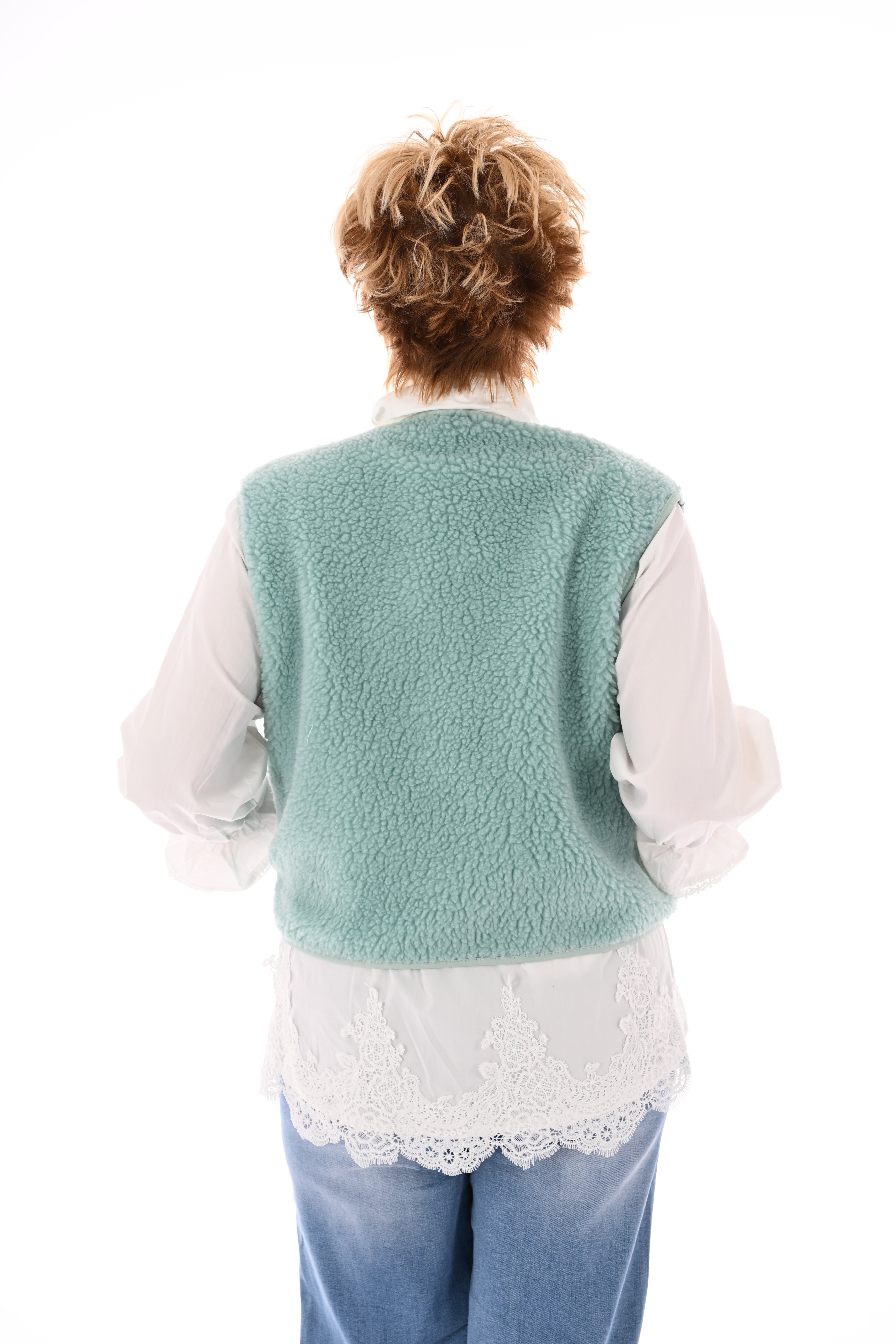 Teddy gilet mintgroen