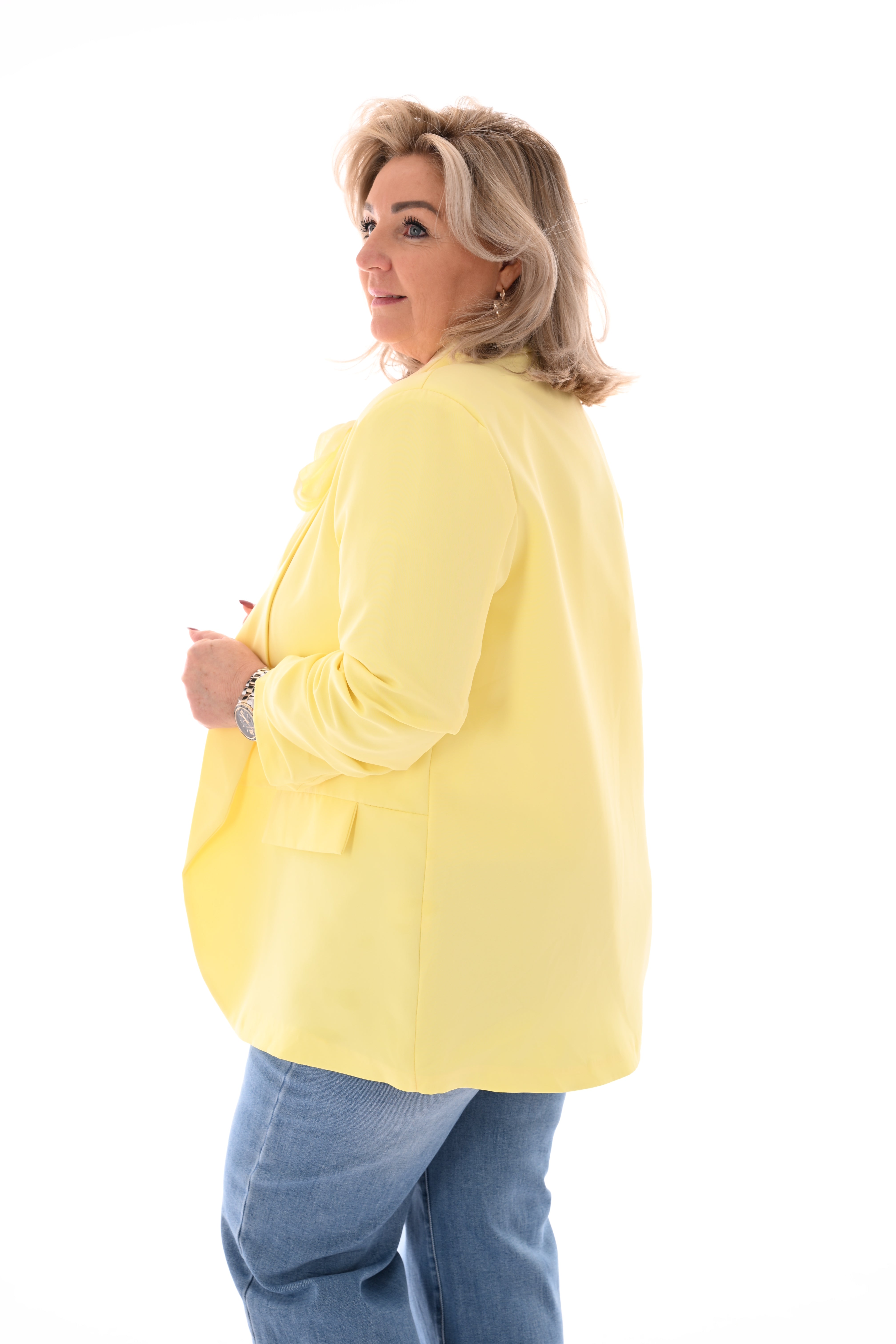 Blazer ophaalmouwen uni geel