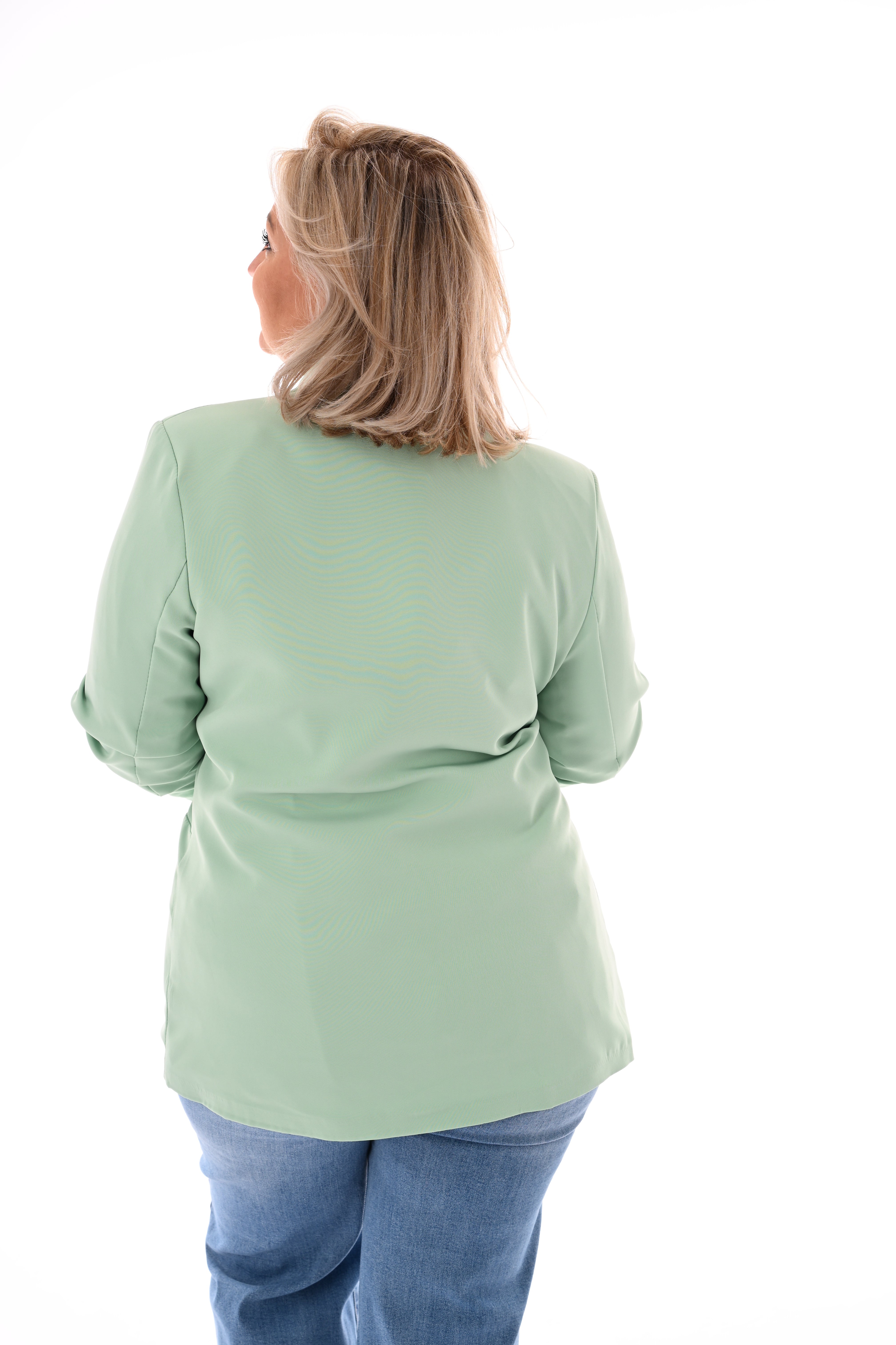 Blazer ophaalmouwen uni mintgroen