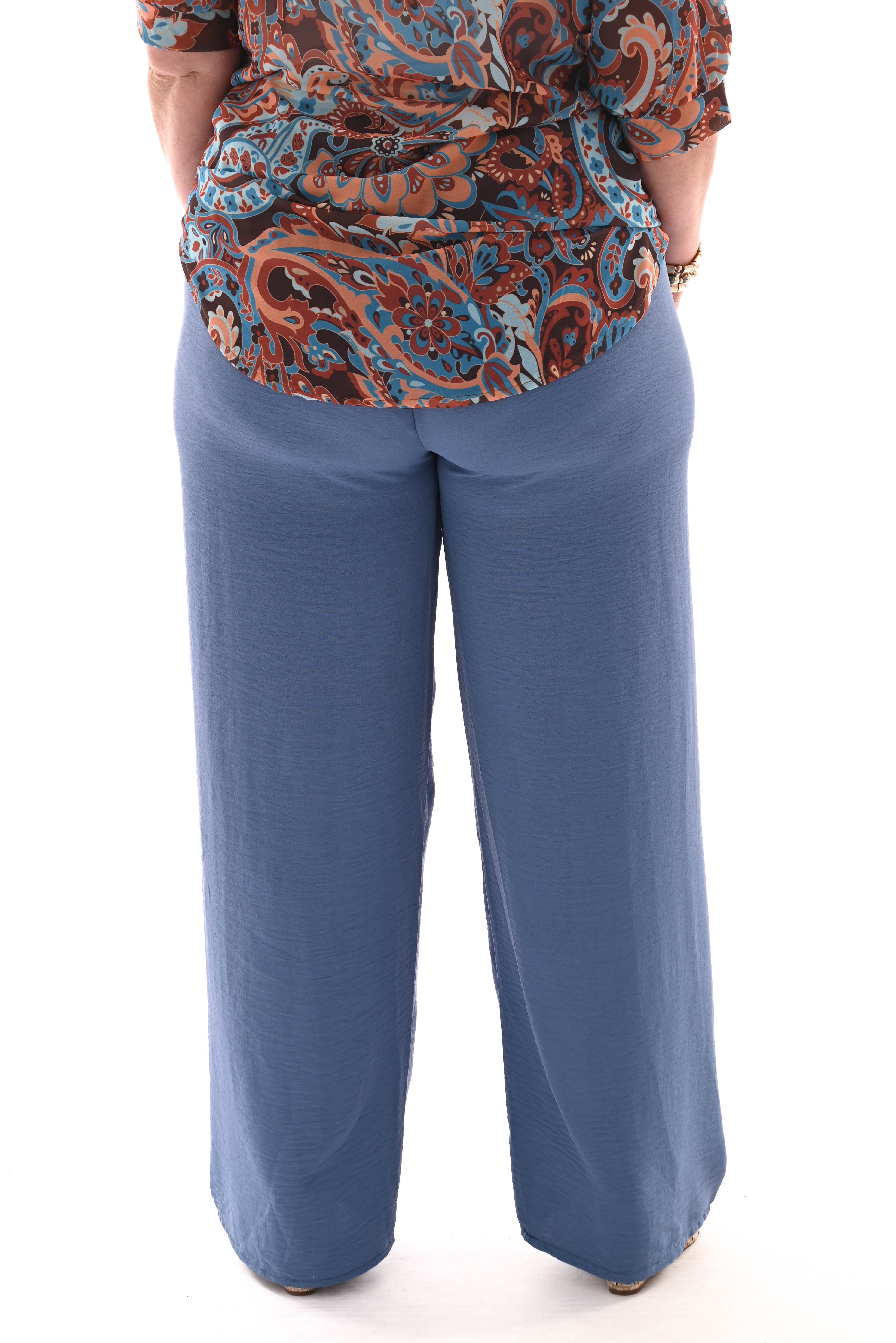 Wijde broek uni jeansblauw