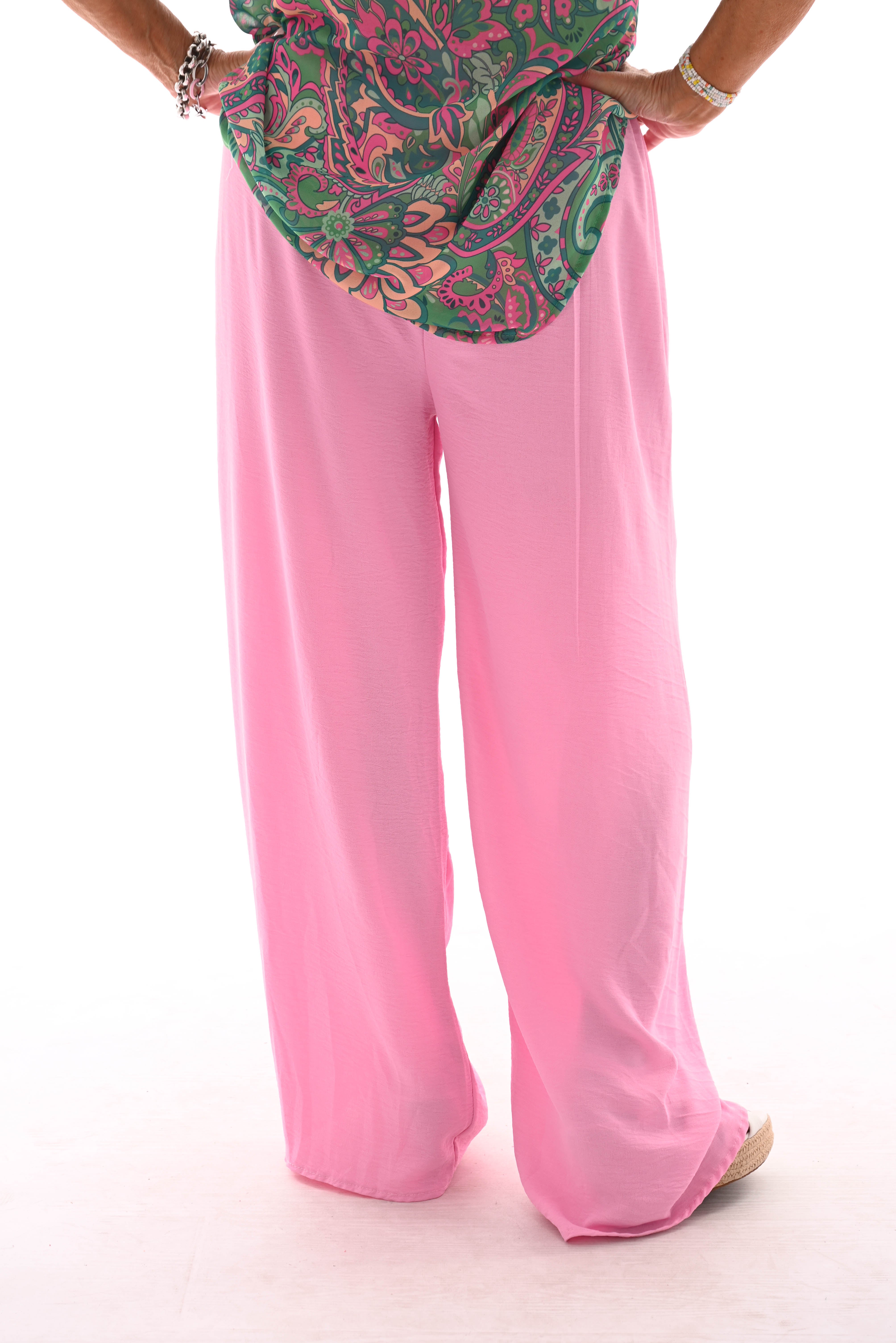 Wijde broek uni roze