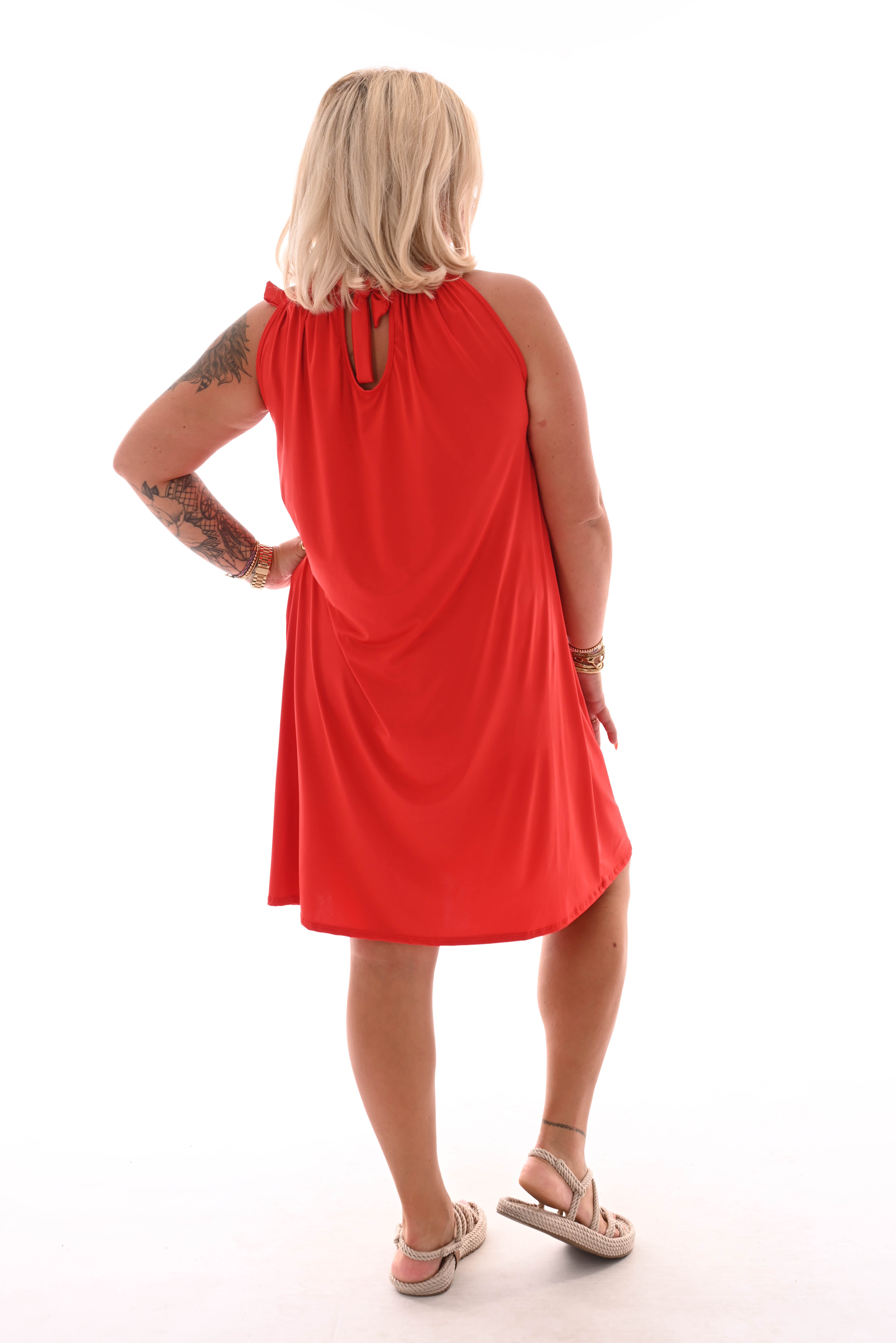 Halterjurk halflang uni rood
