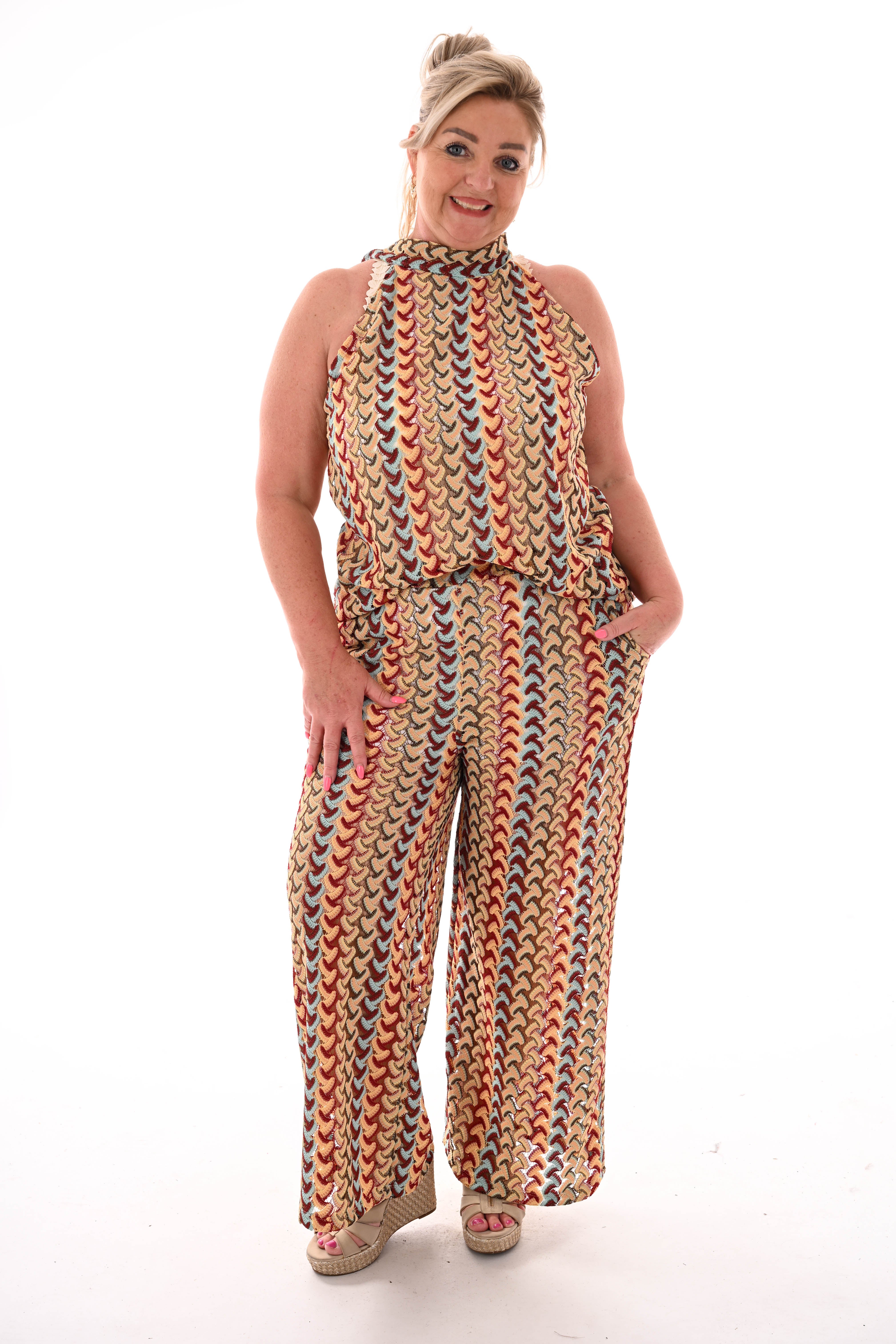 Tweedelig set halter top gehaakt lichtblauw