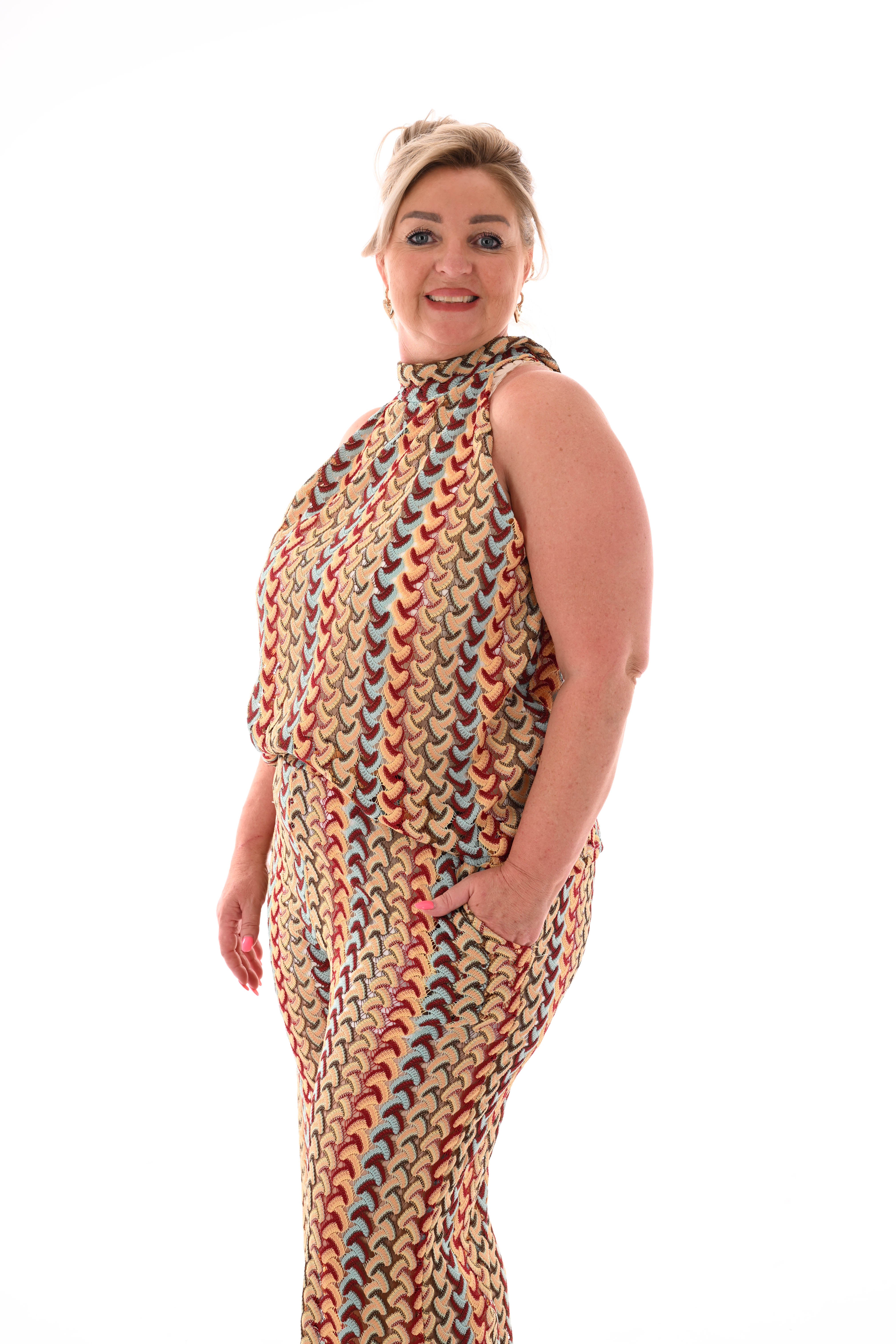 Tweedelig set halter top gehaakt lichtblauw