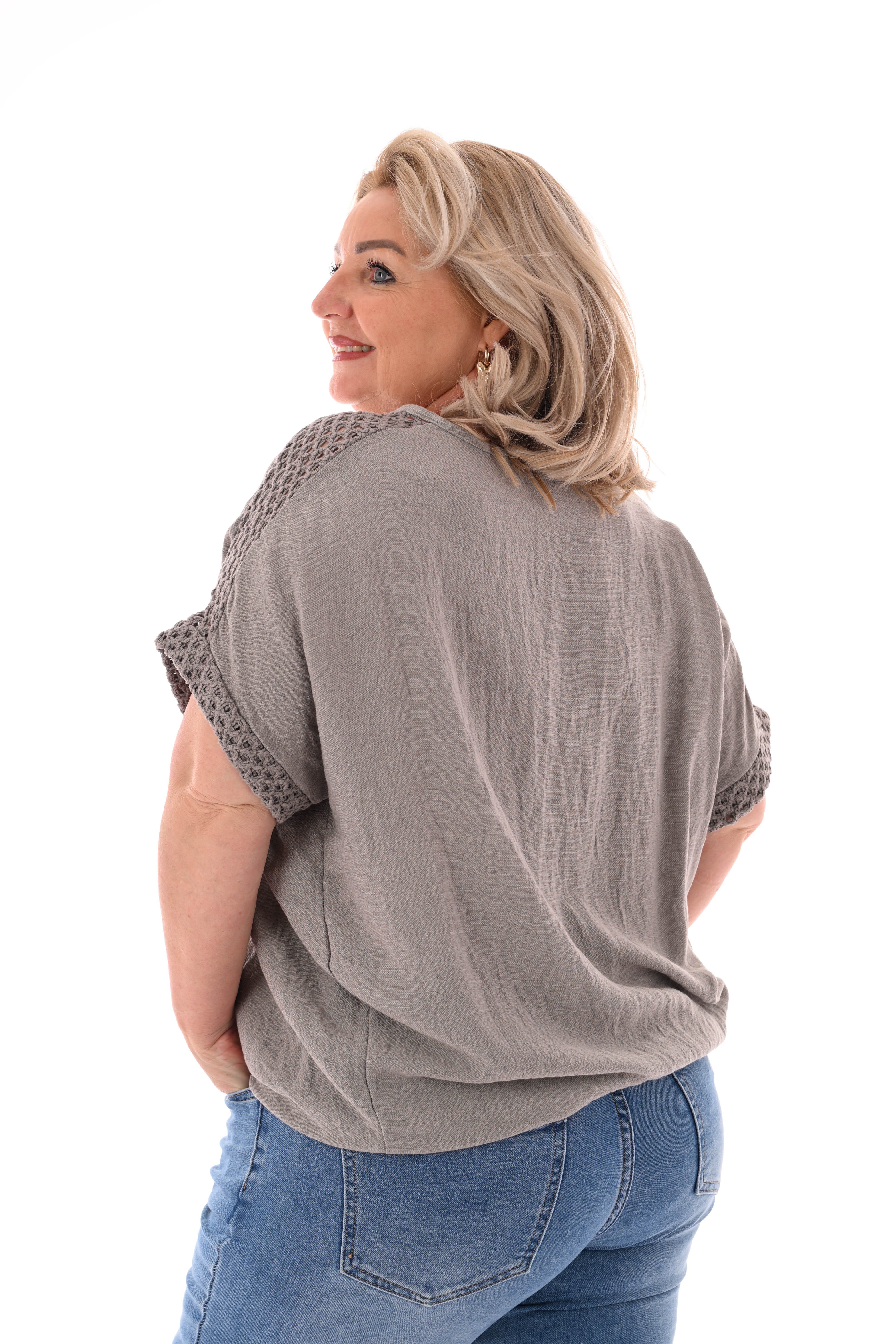 Top gehaakt ketting taupe