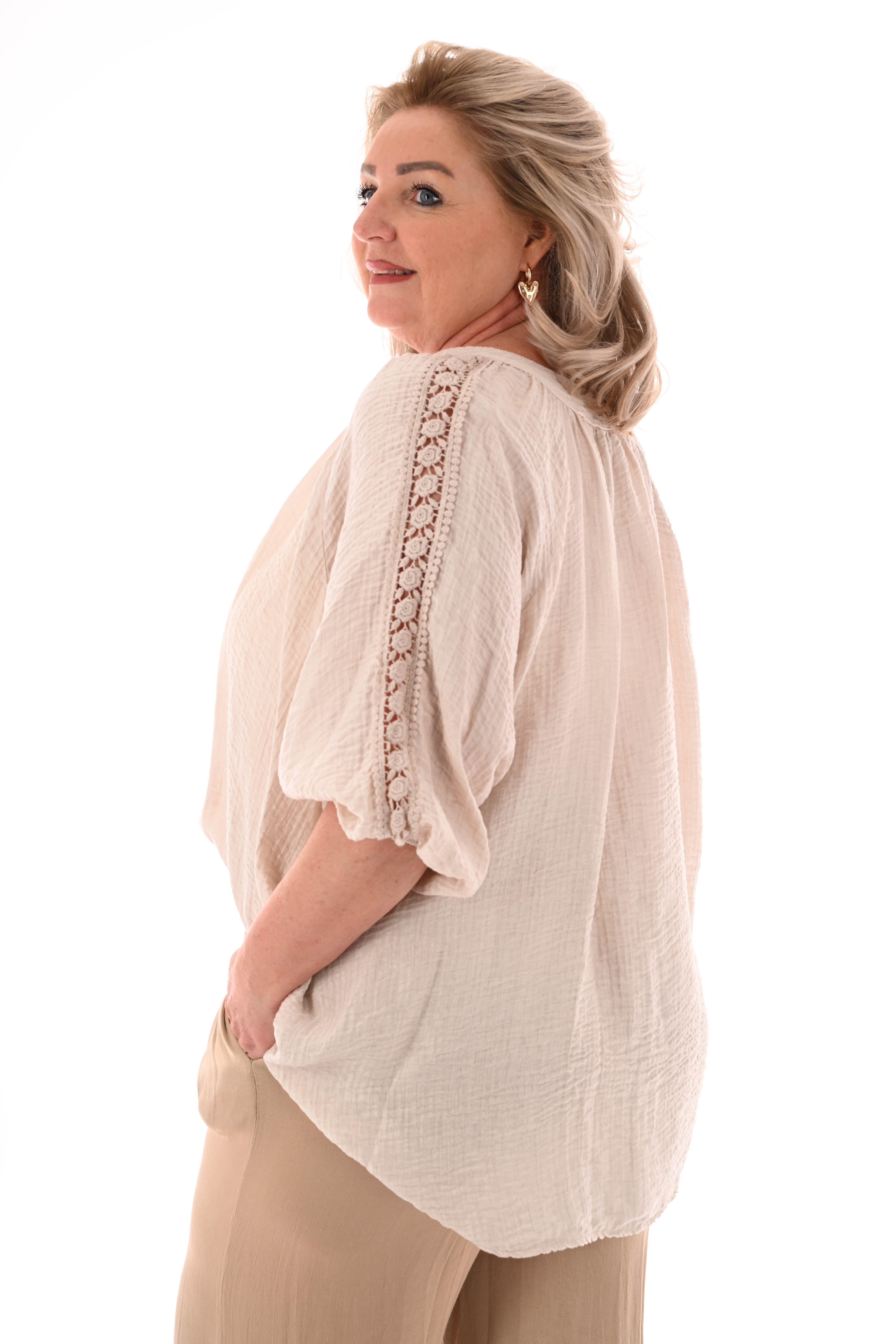 Top ibiza wafel beige