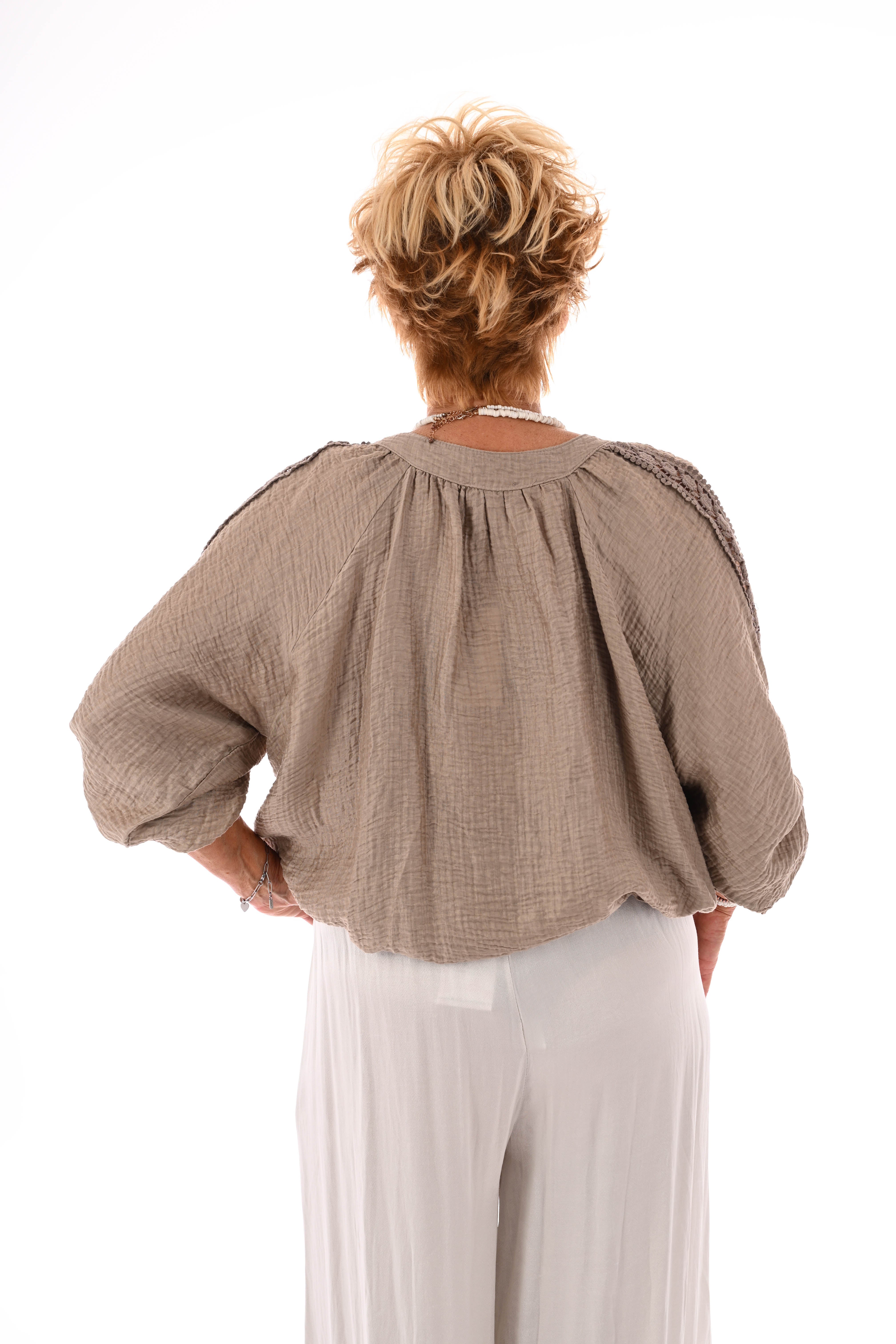 Top ibiza wafel taupe