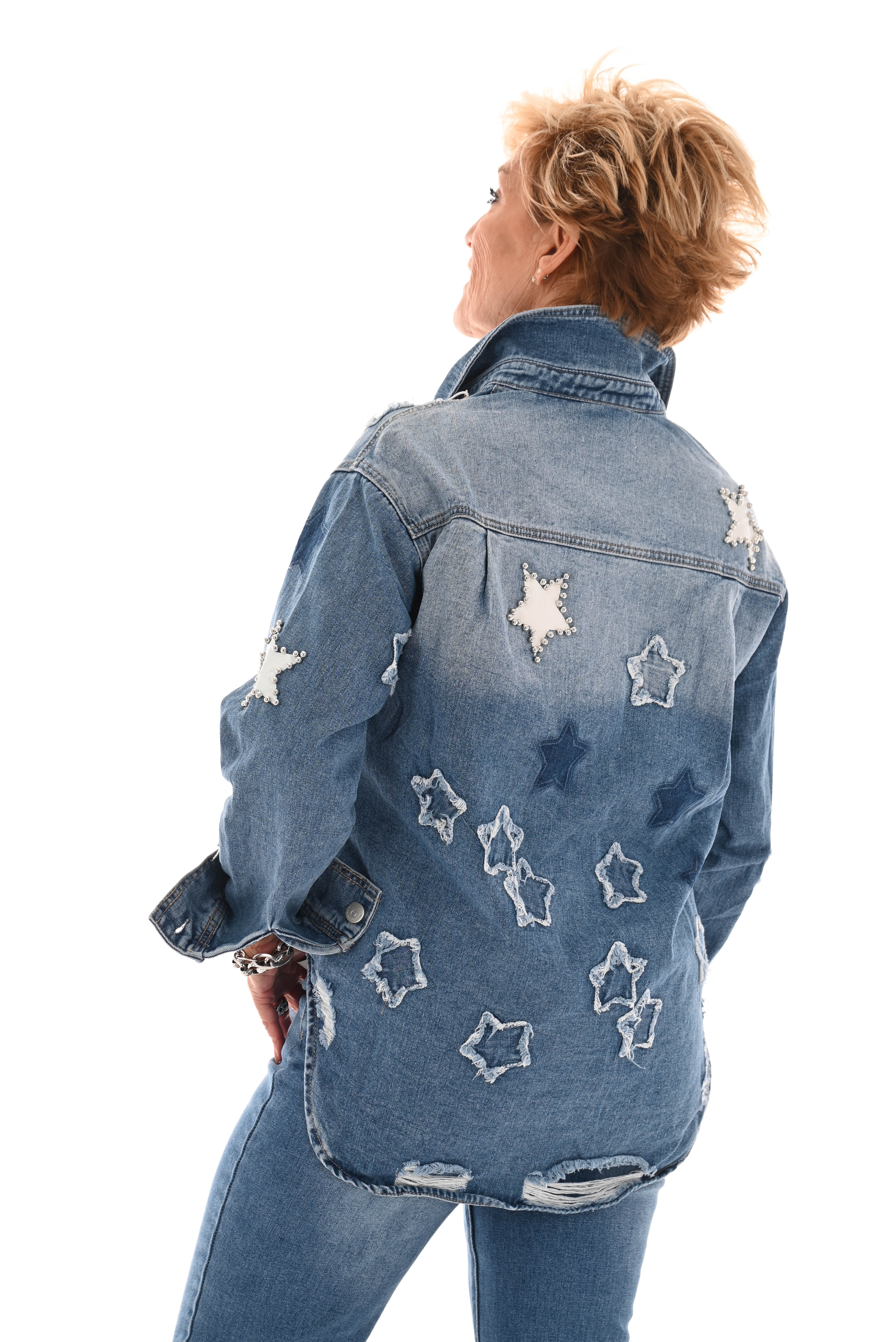 Spijkerjas met sterren blauw