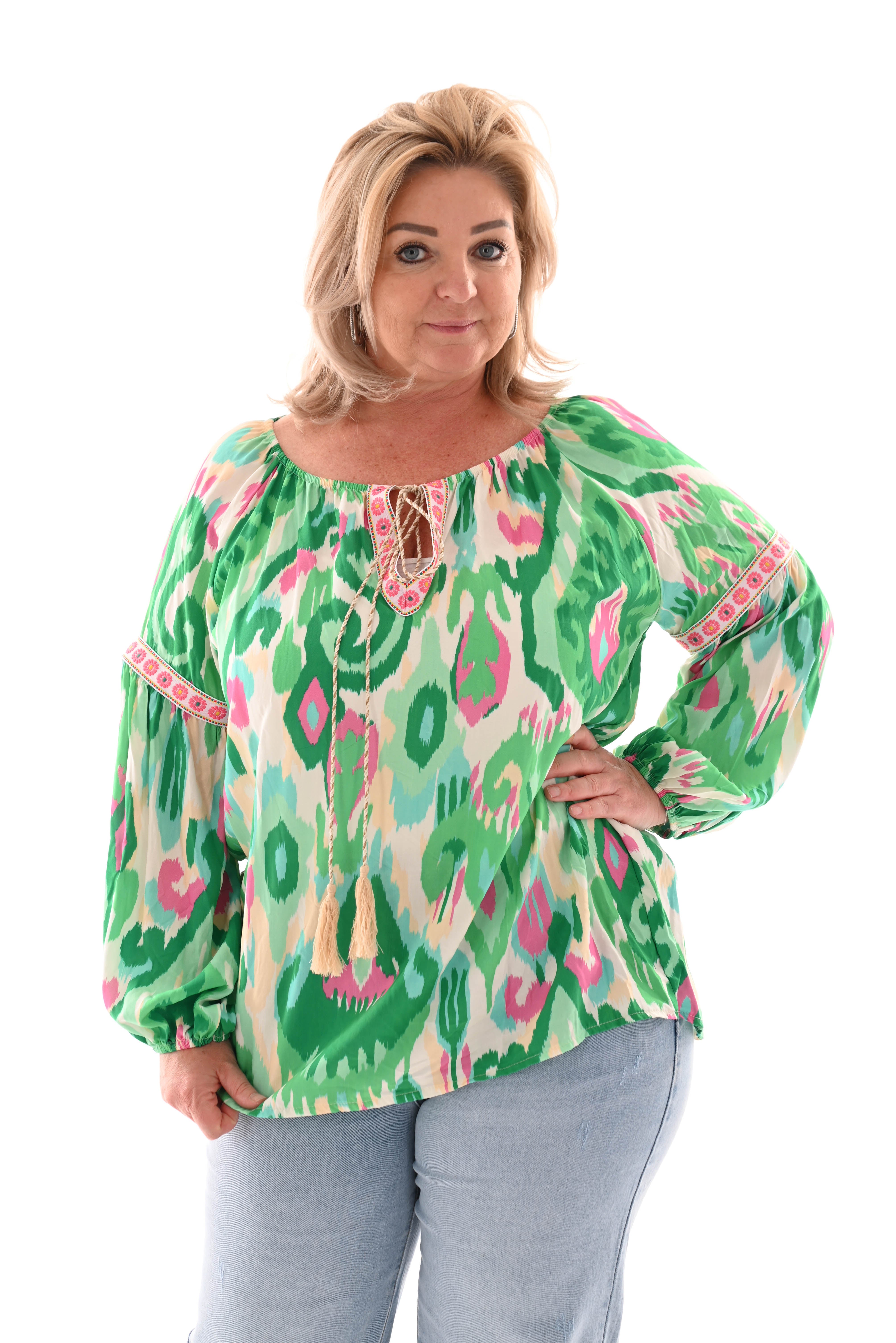 Top paisley print groen