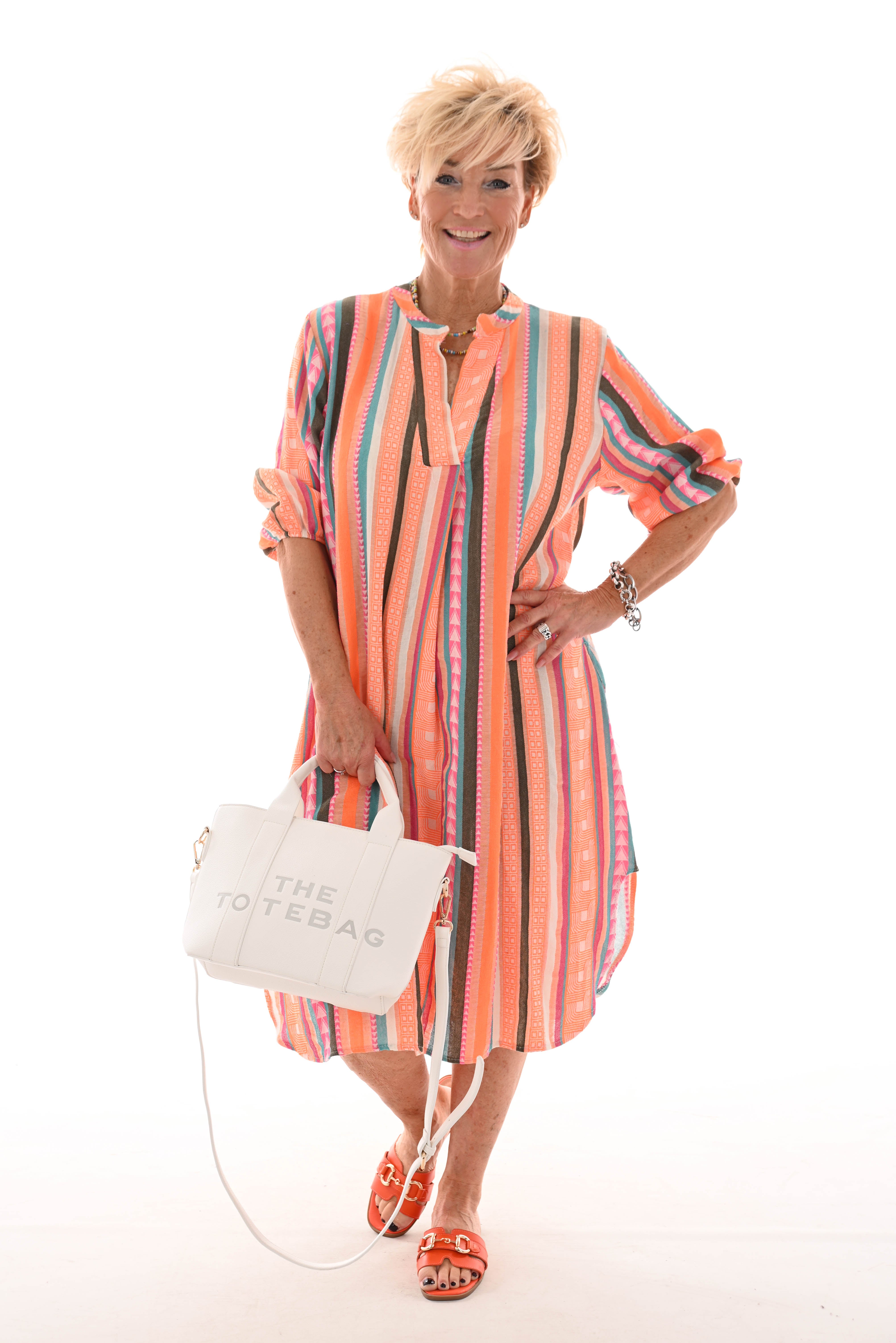 Jurk Aztec oranje/ legergroen