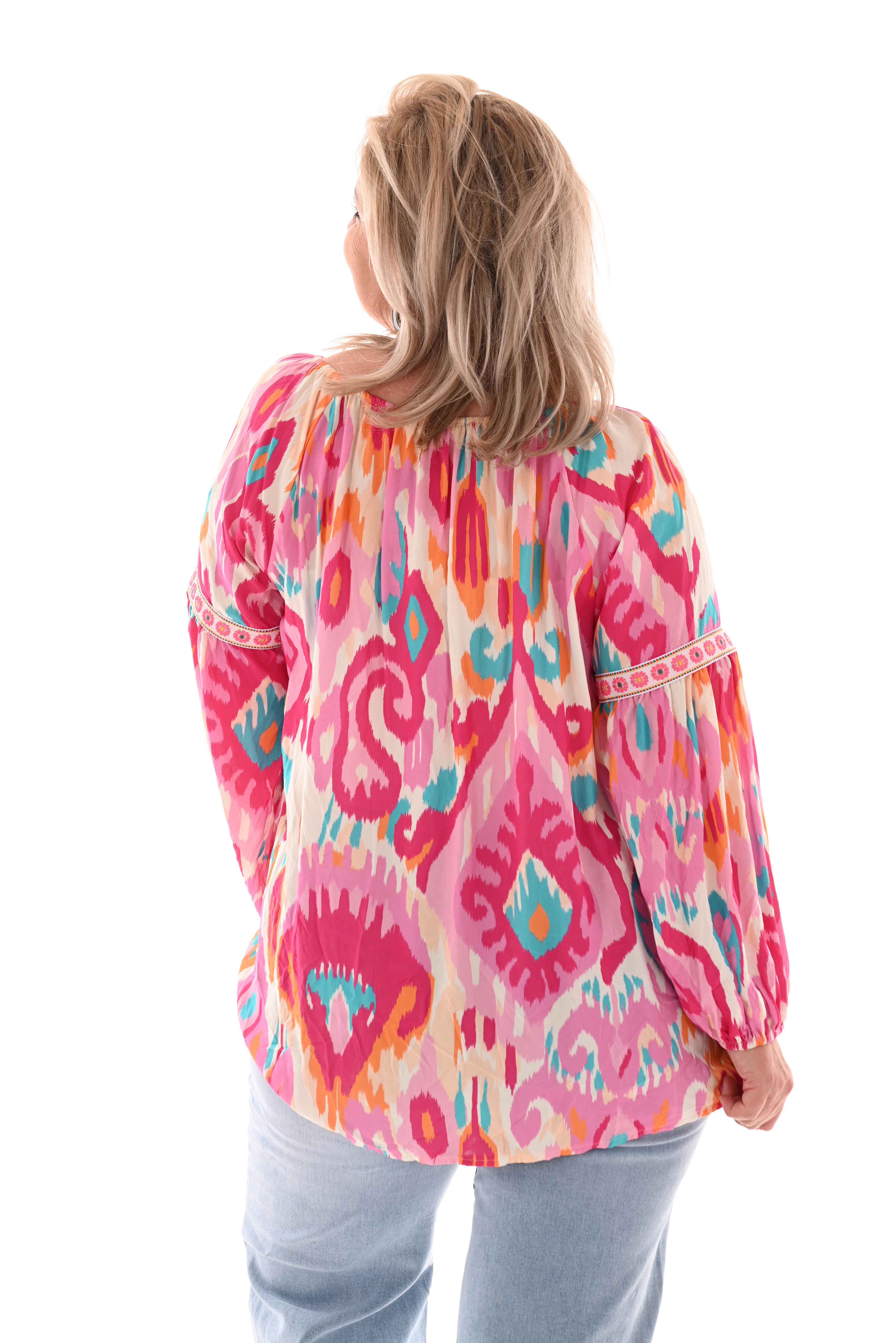 Top paisley print roze