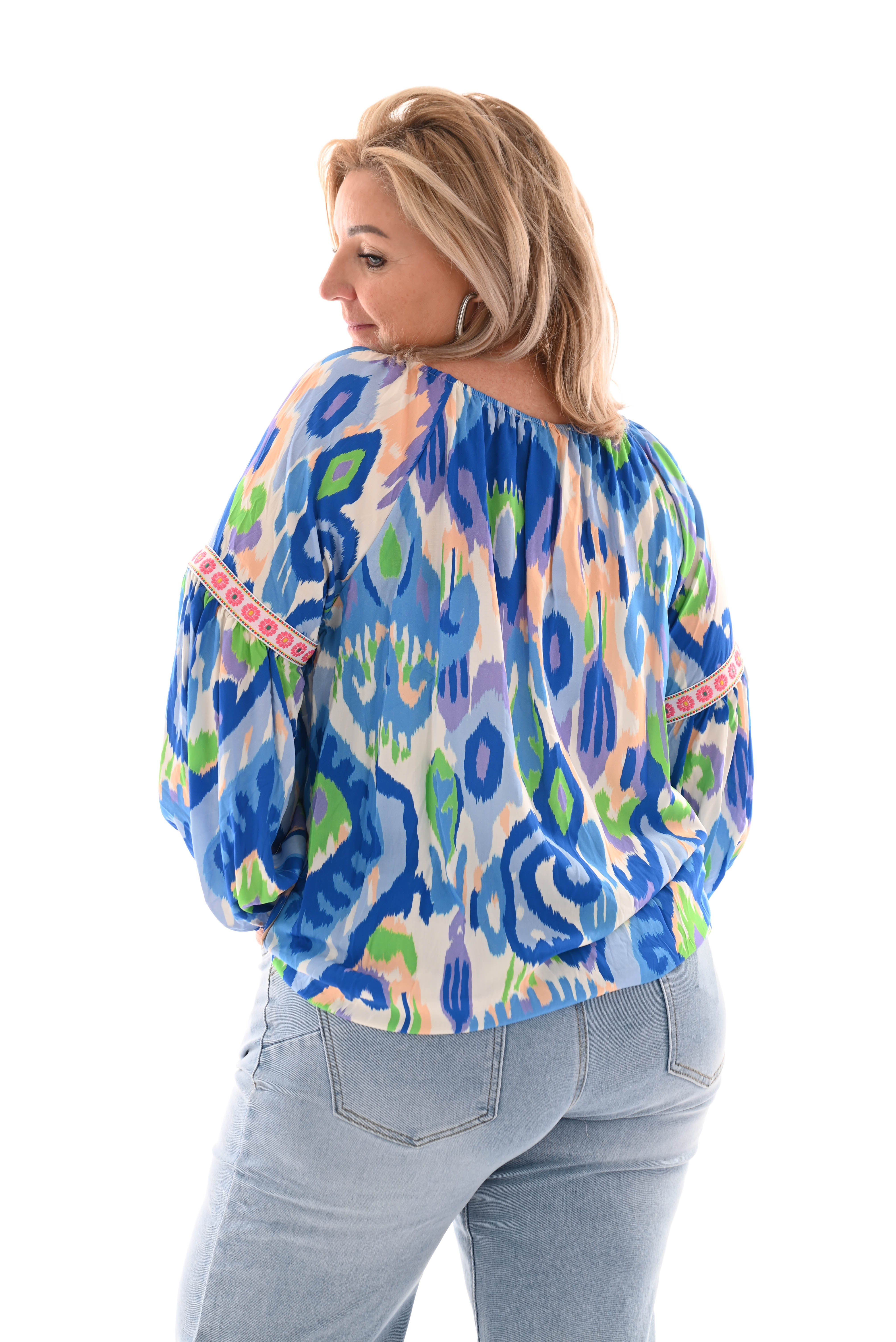 Top paisley print kobaltblauw