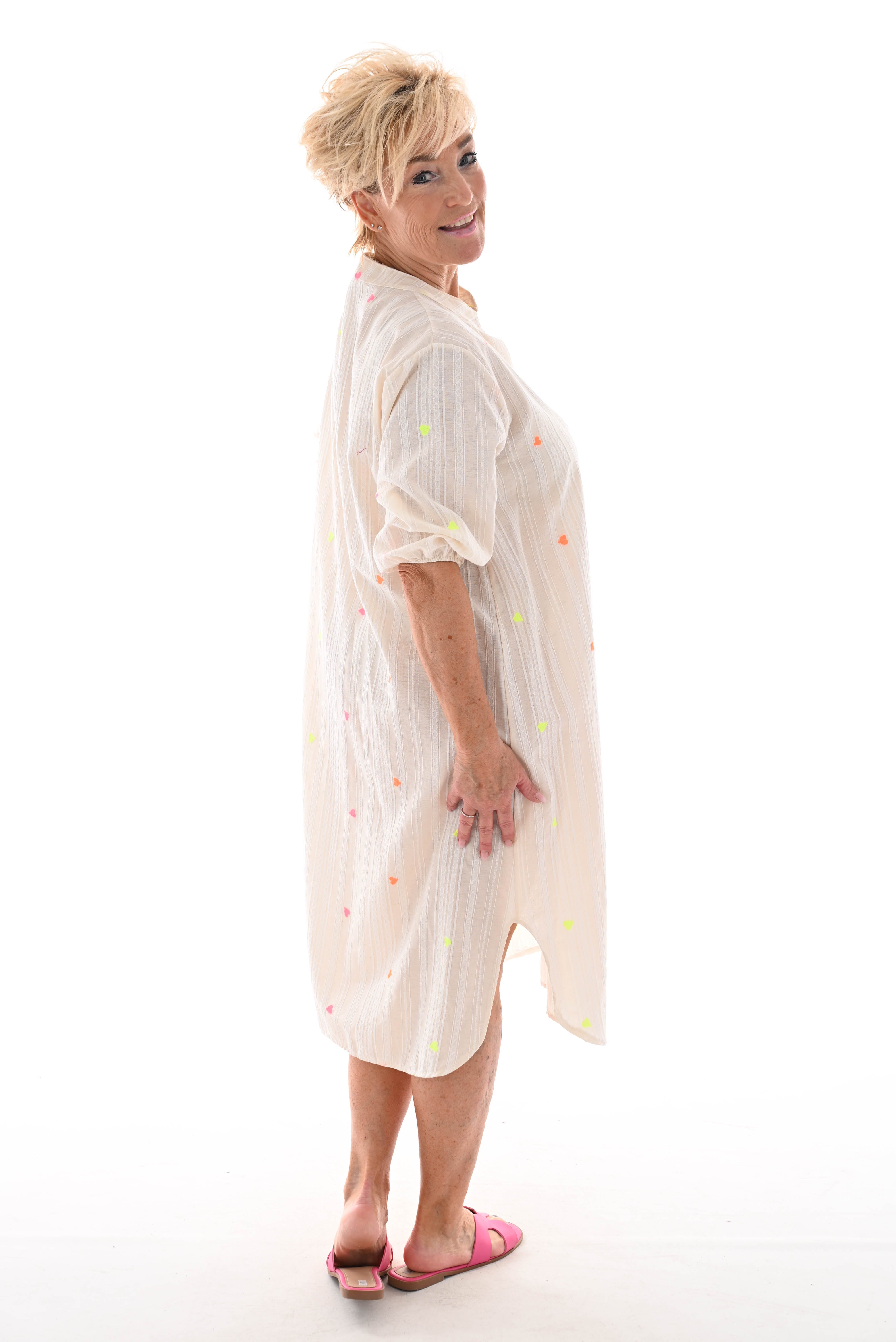 Jurk Aztec creme/hartjes
