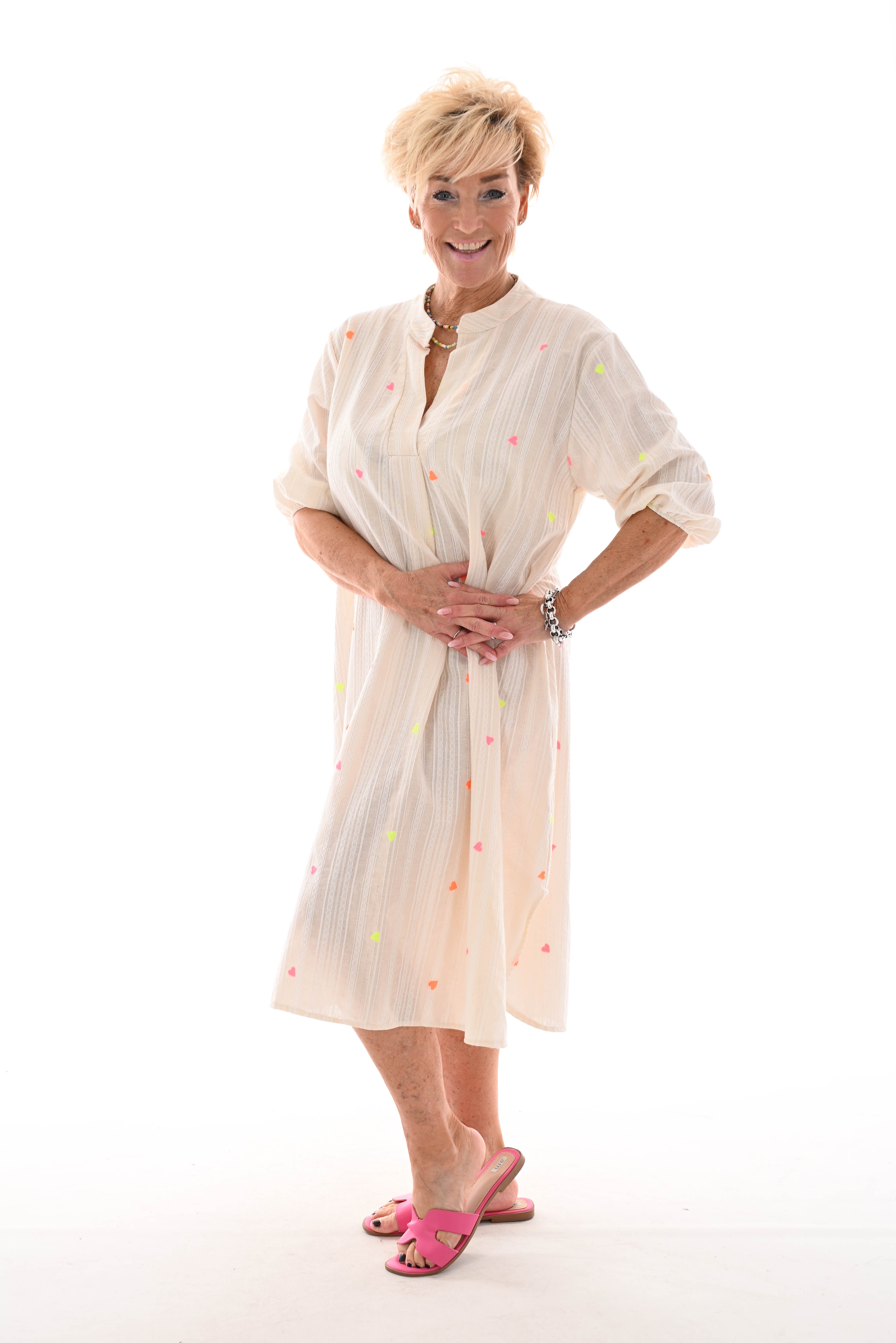 Jurk Aztec creme/hartjes