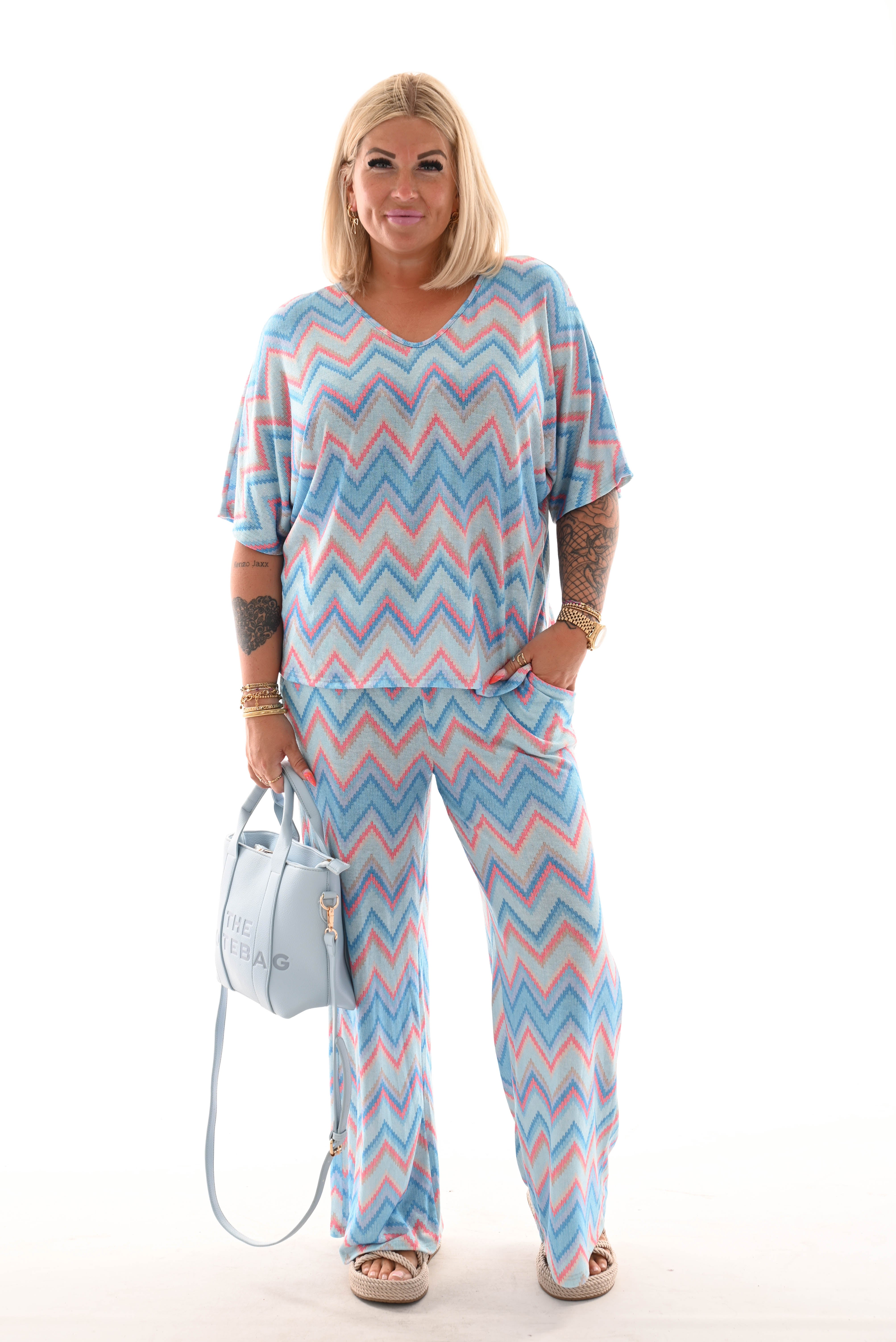 Tweedelig set zigzag blauw