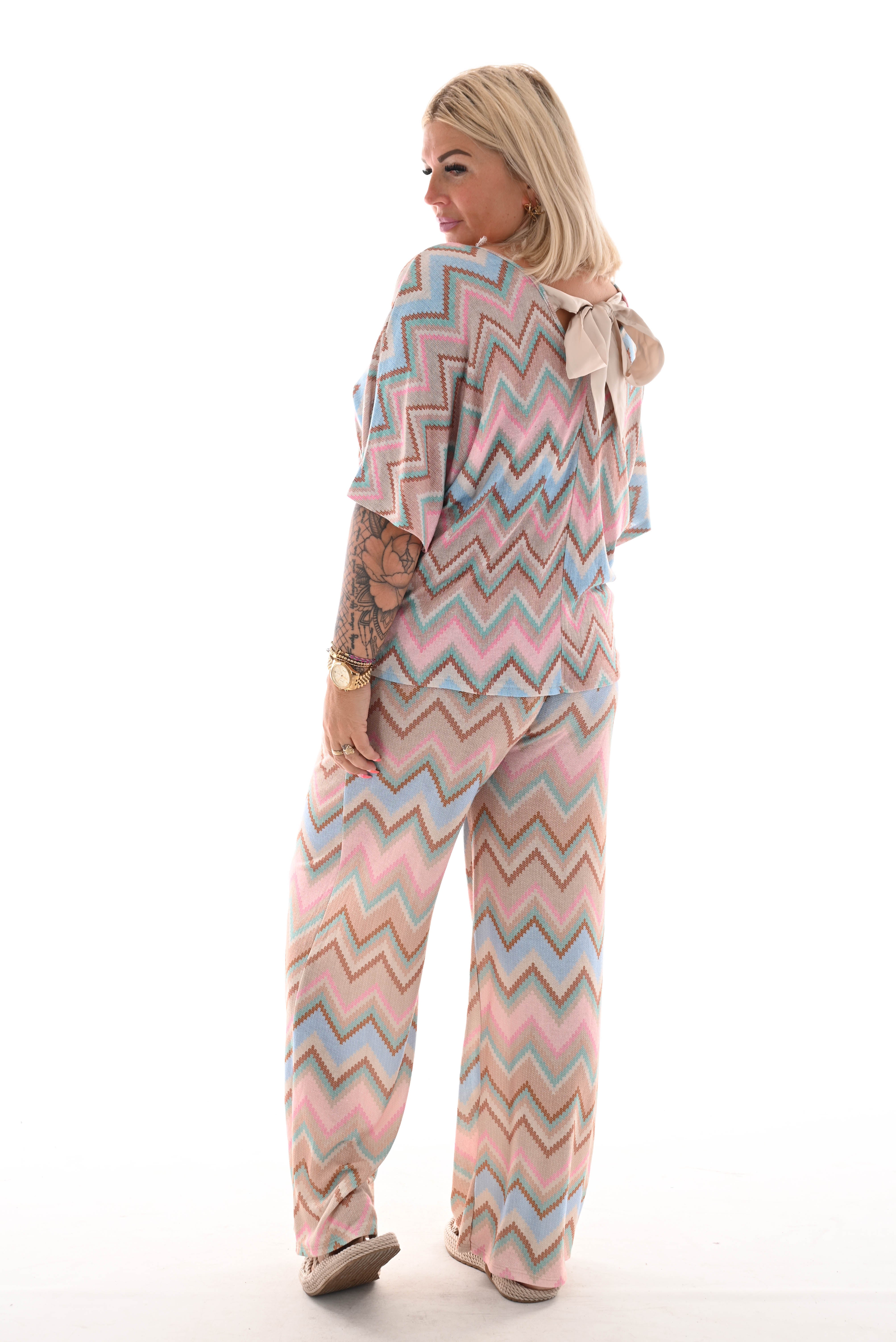 Tweedelig set zigzag beige