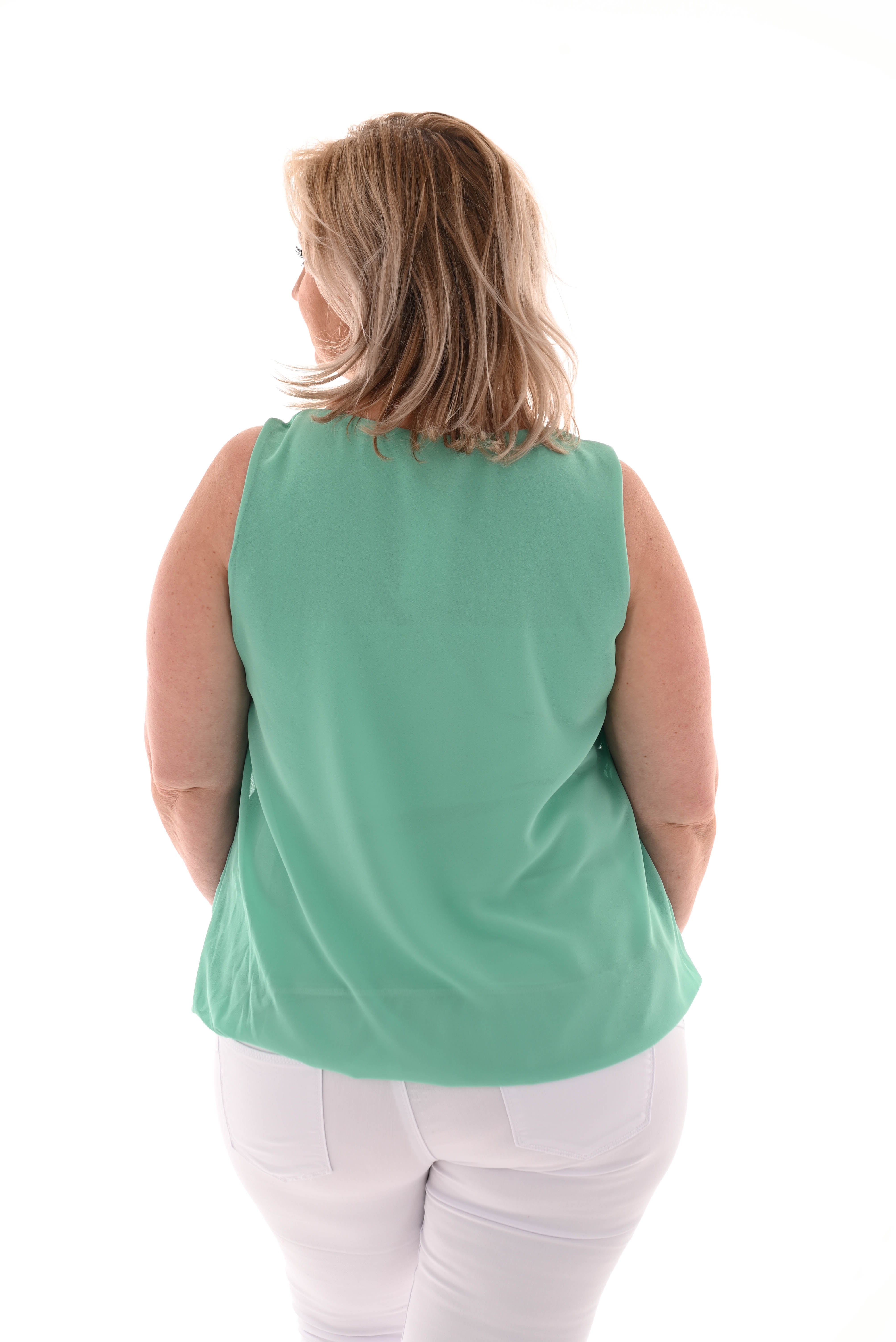 Ballon top mouwloos turquoise