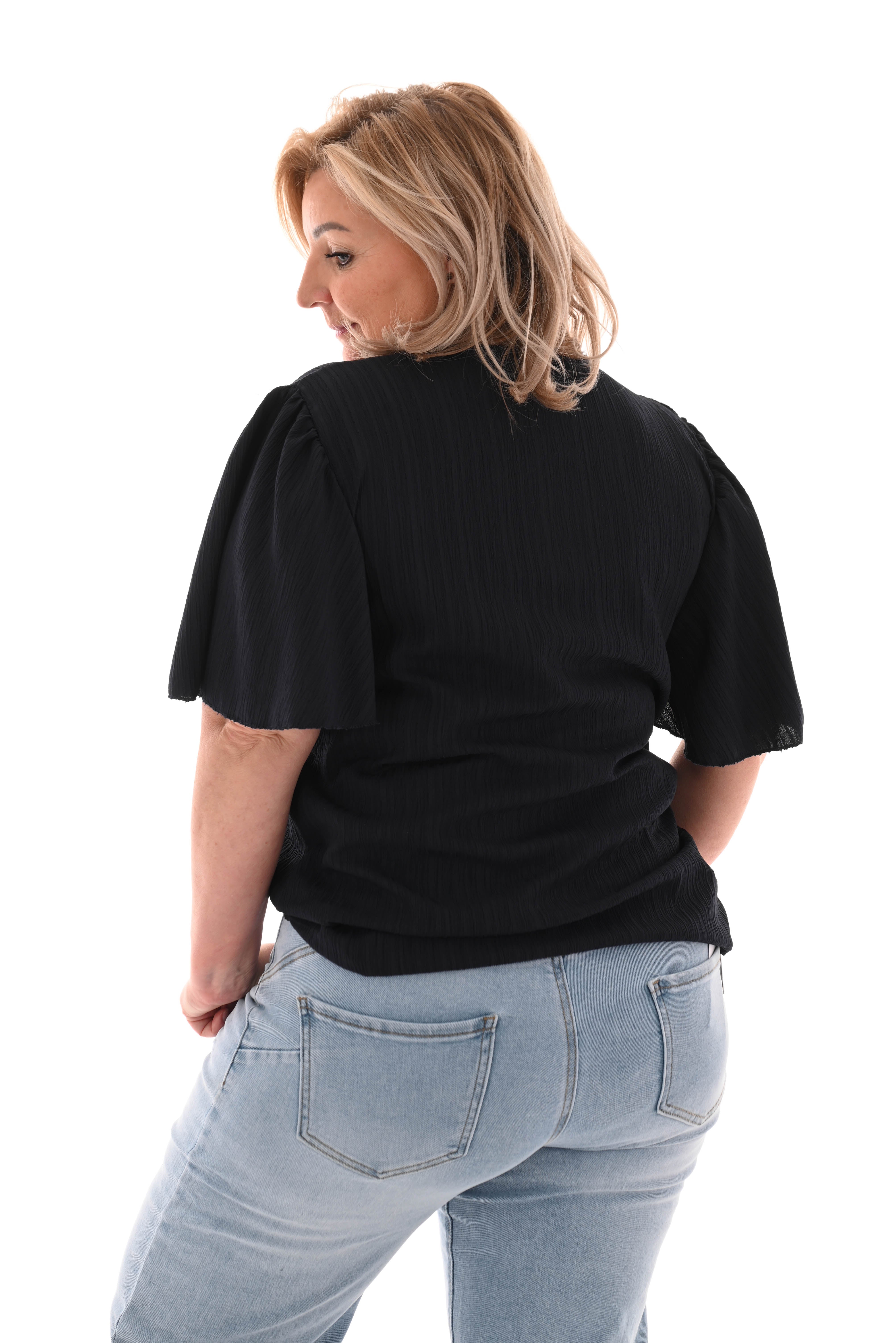 Top v-hals textuur marineblauw