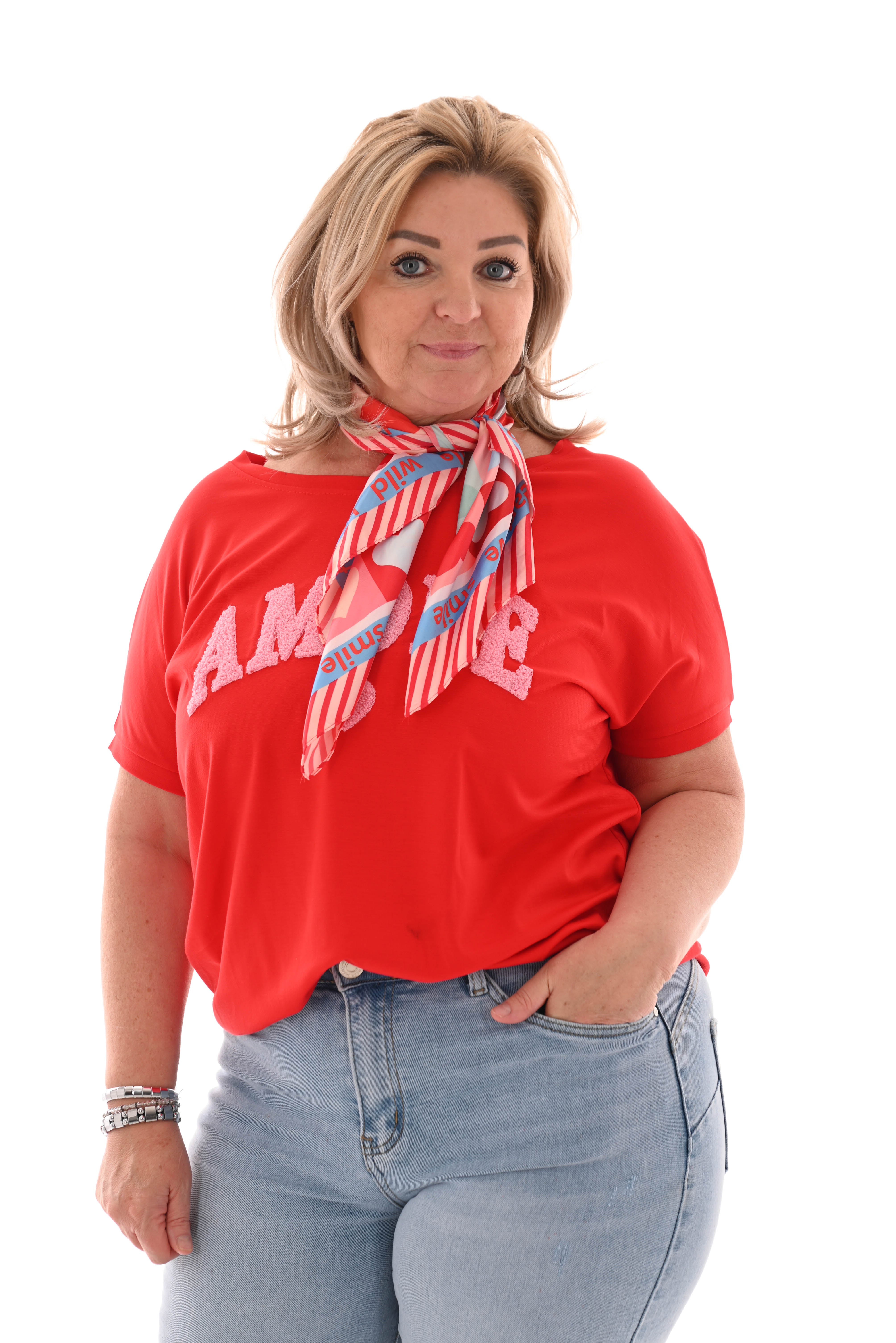 T-shirt teddy amour rood