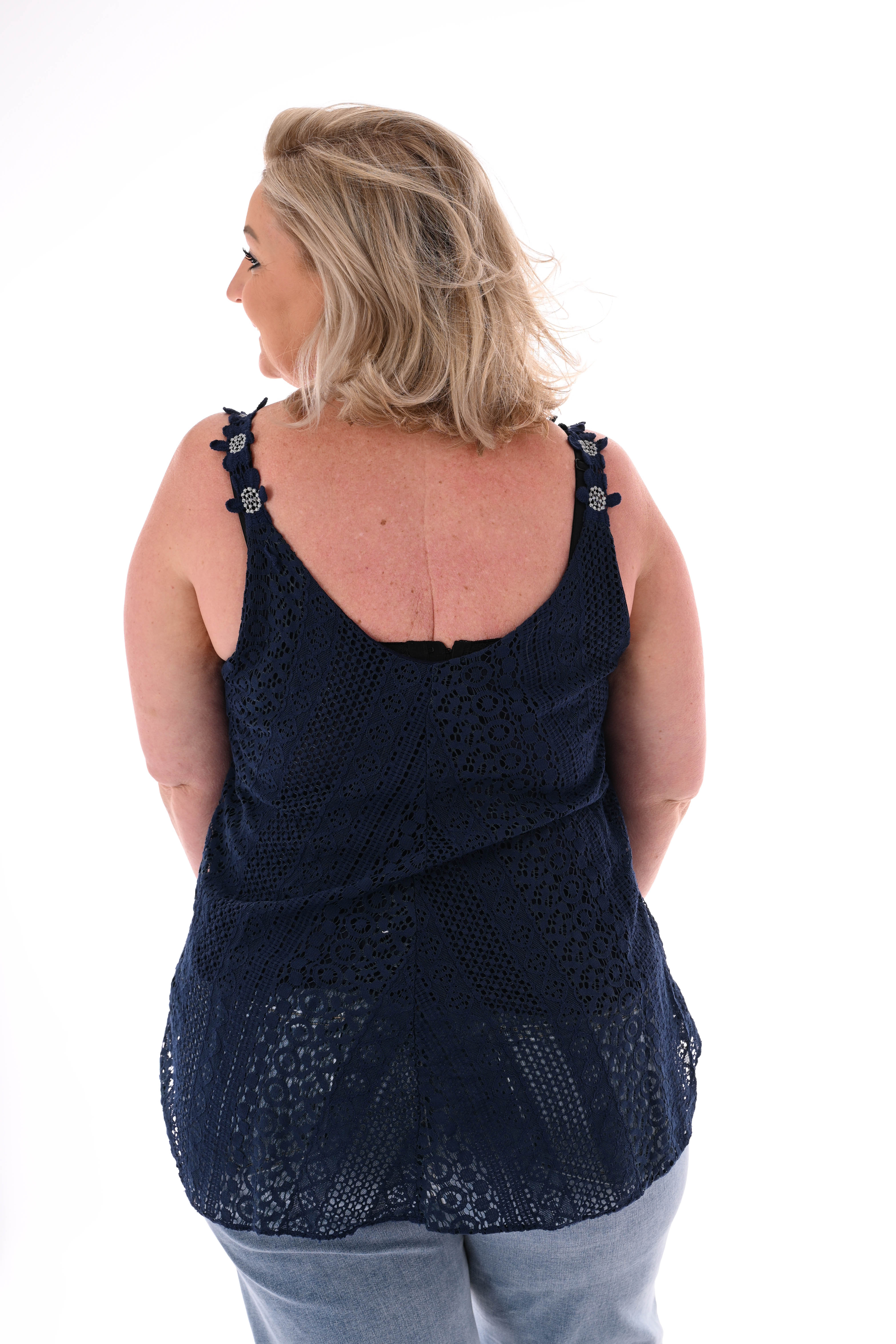 Broderie hemdje marineblauw