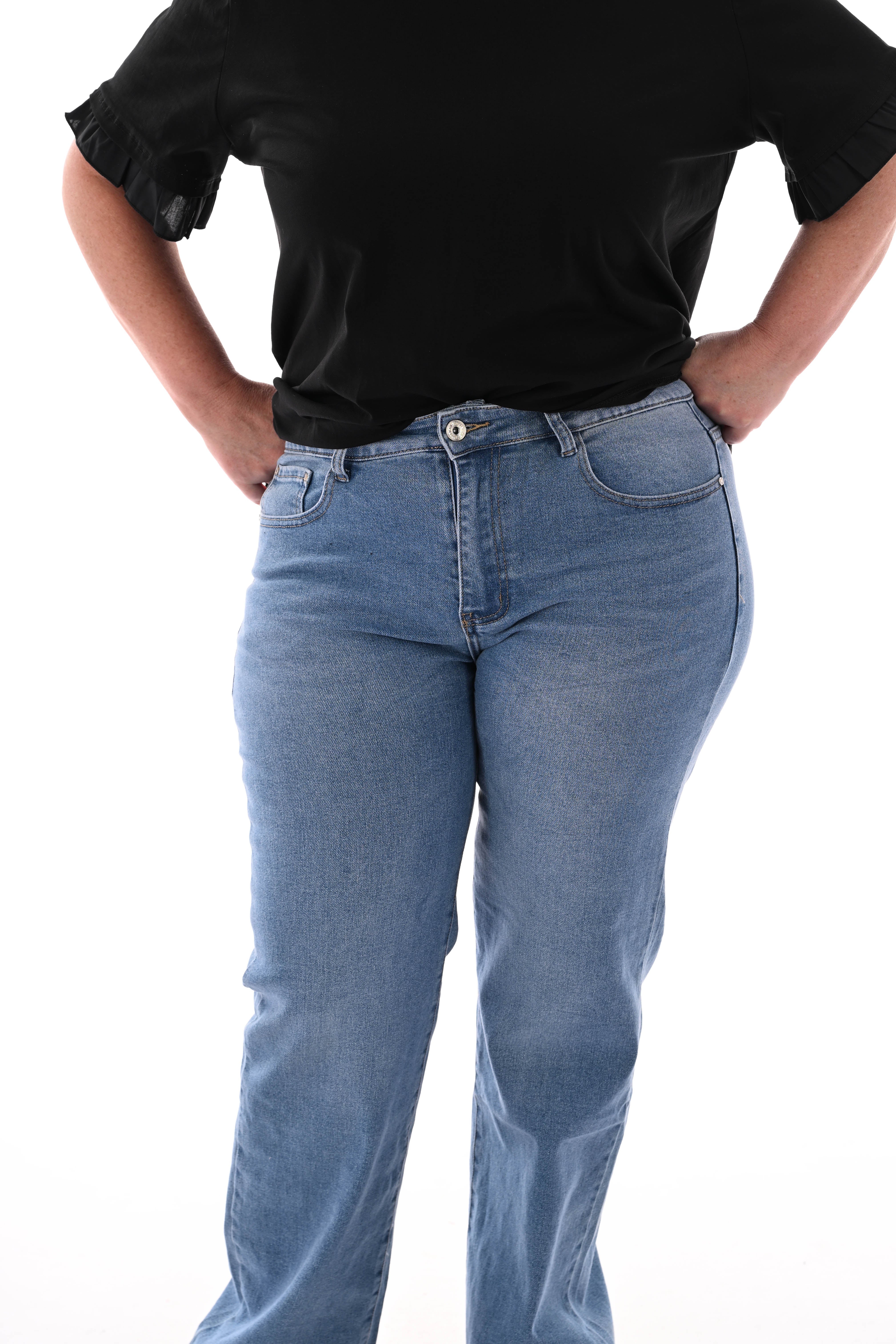 BS jeans wide leg middenblauw