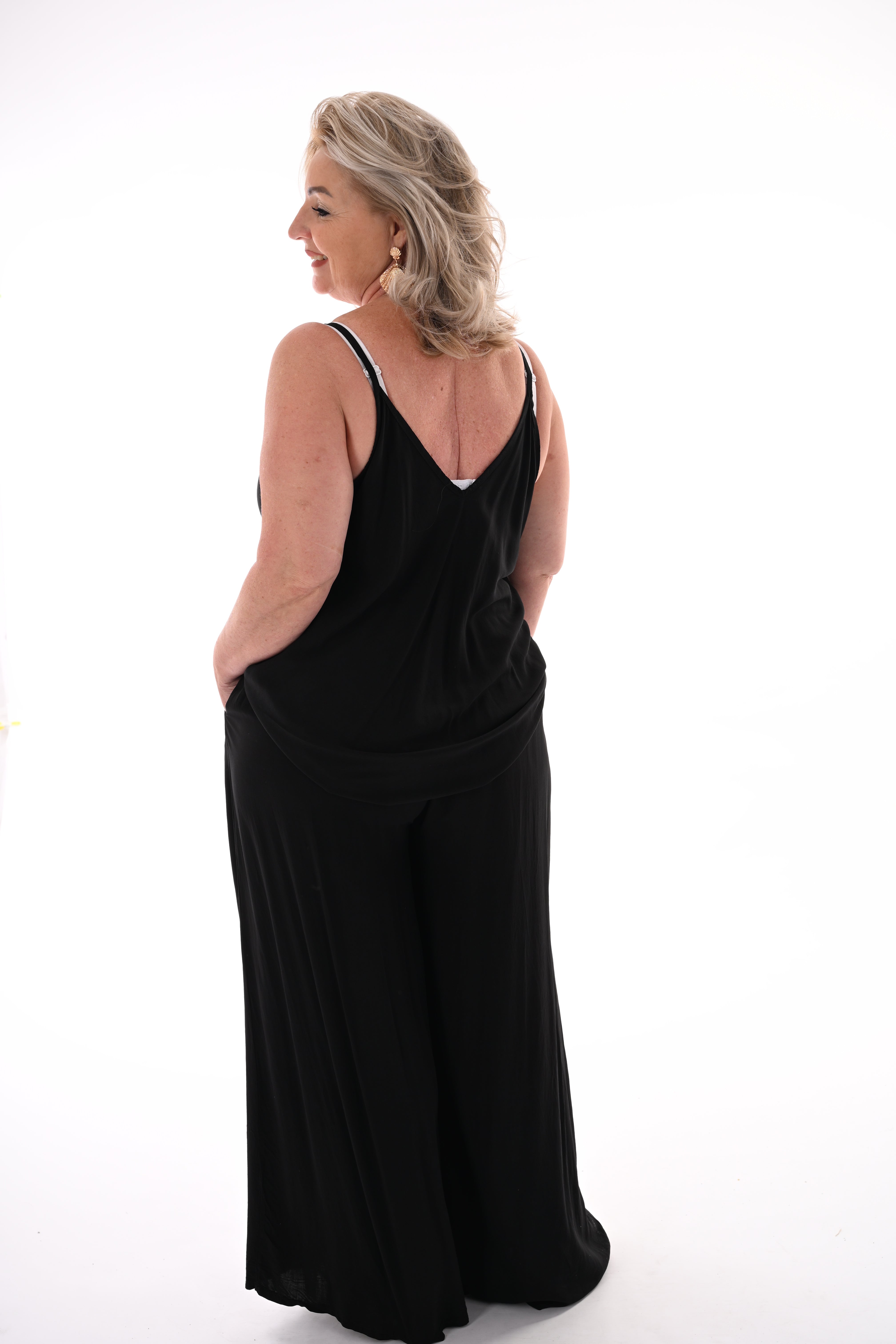 Tweedelig set top smalle bandjes zwart