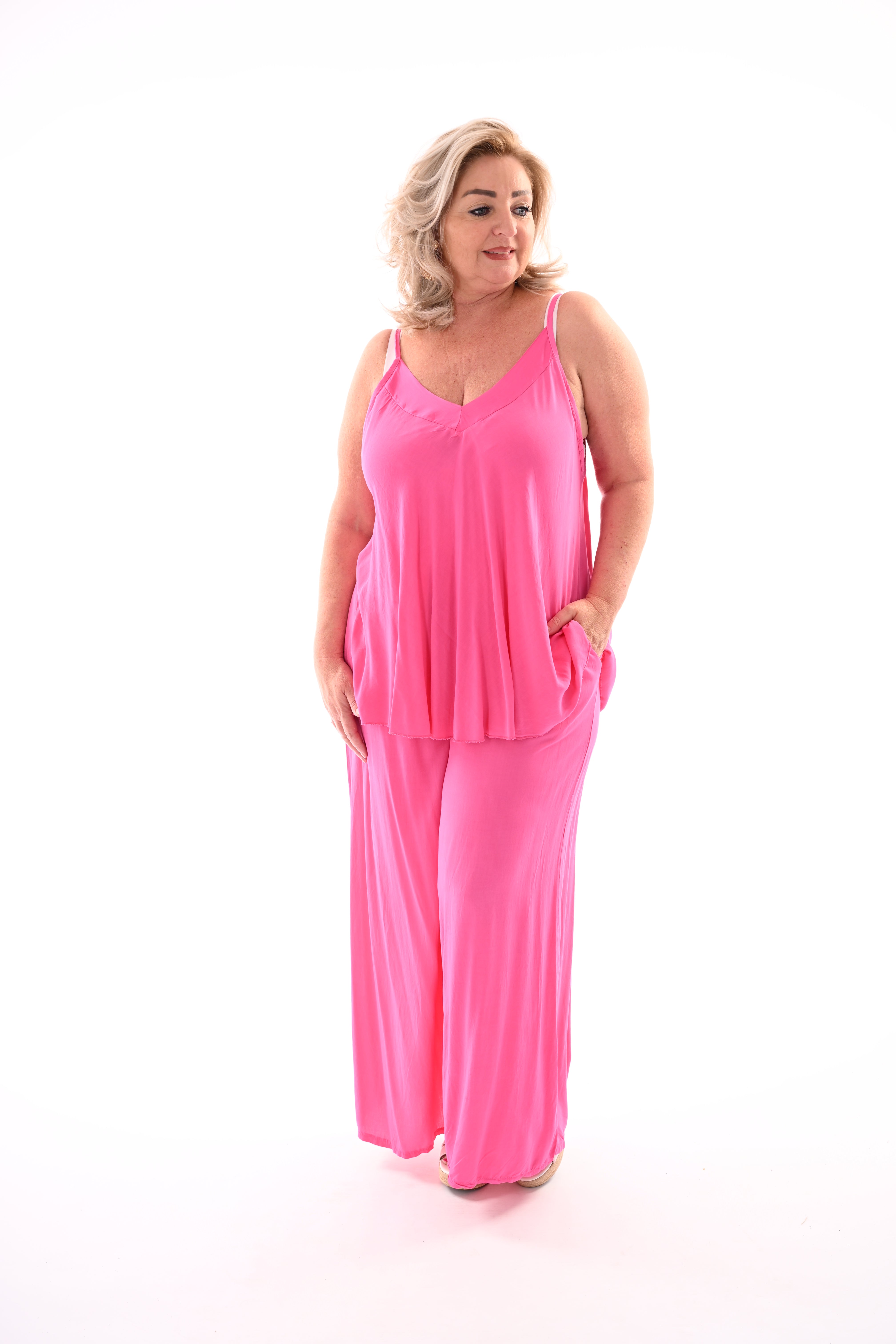 Tweedelig set top smalle bandjes barbieroze