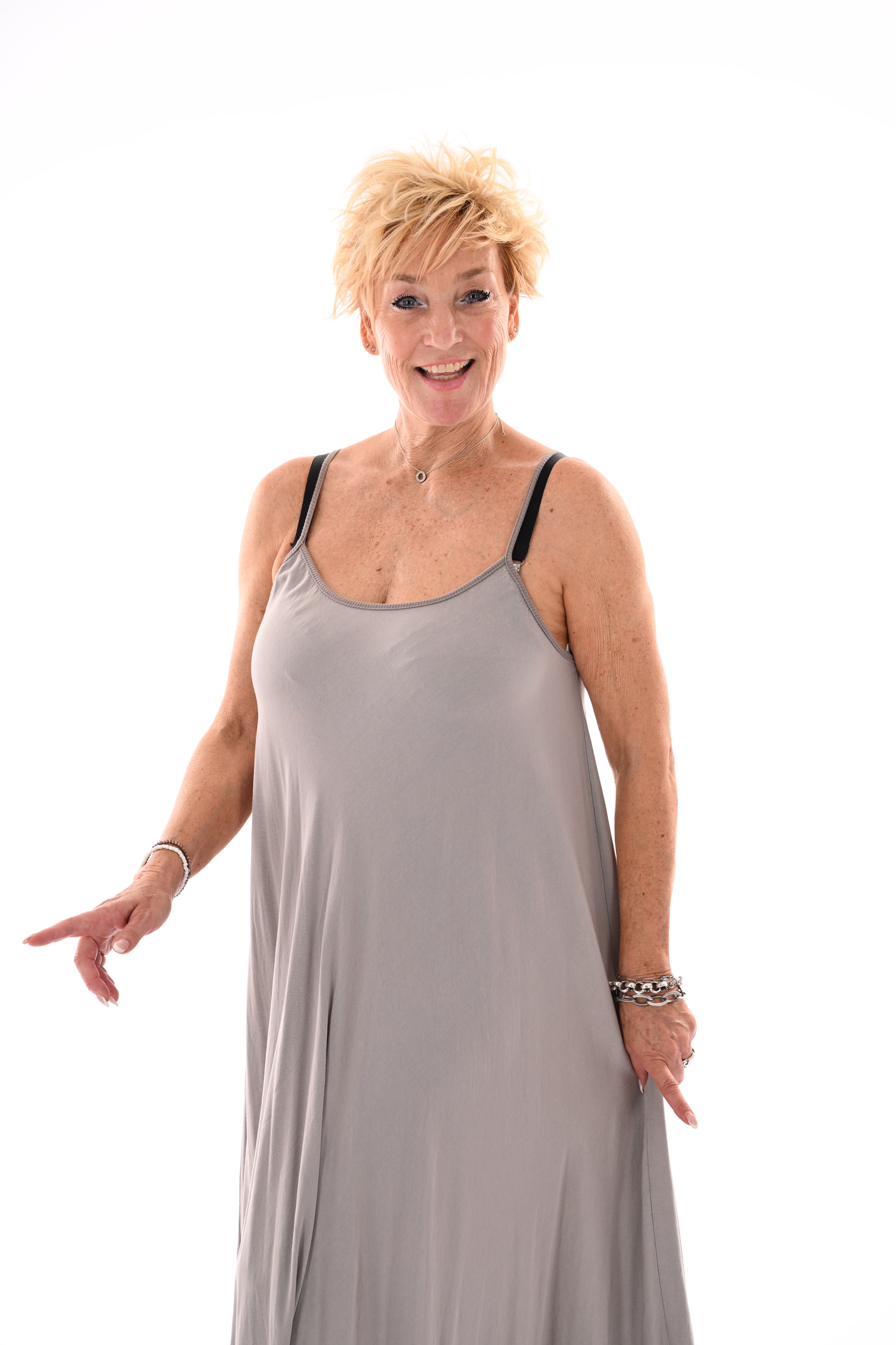Lange basic jurk taupe