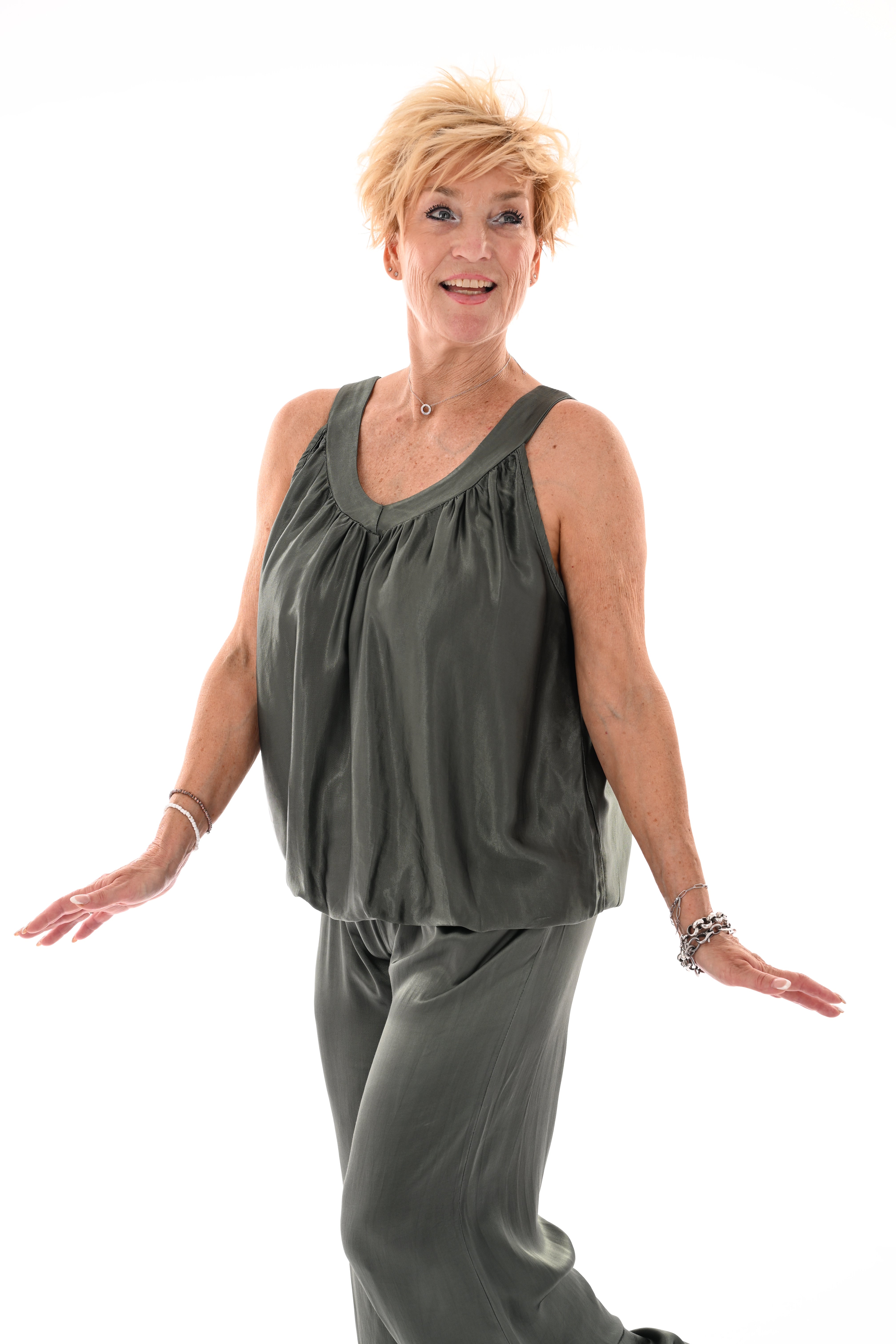 Tweedelig set silky legergroen