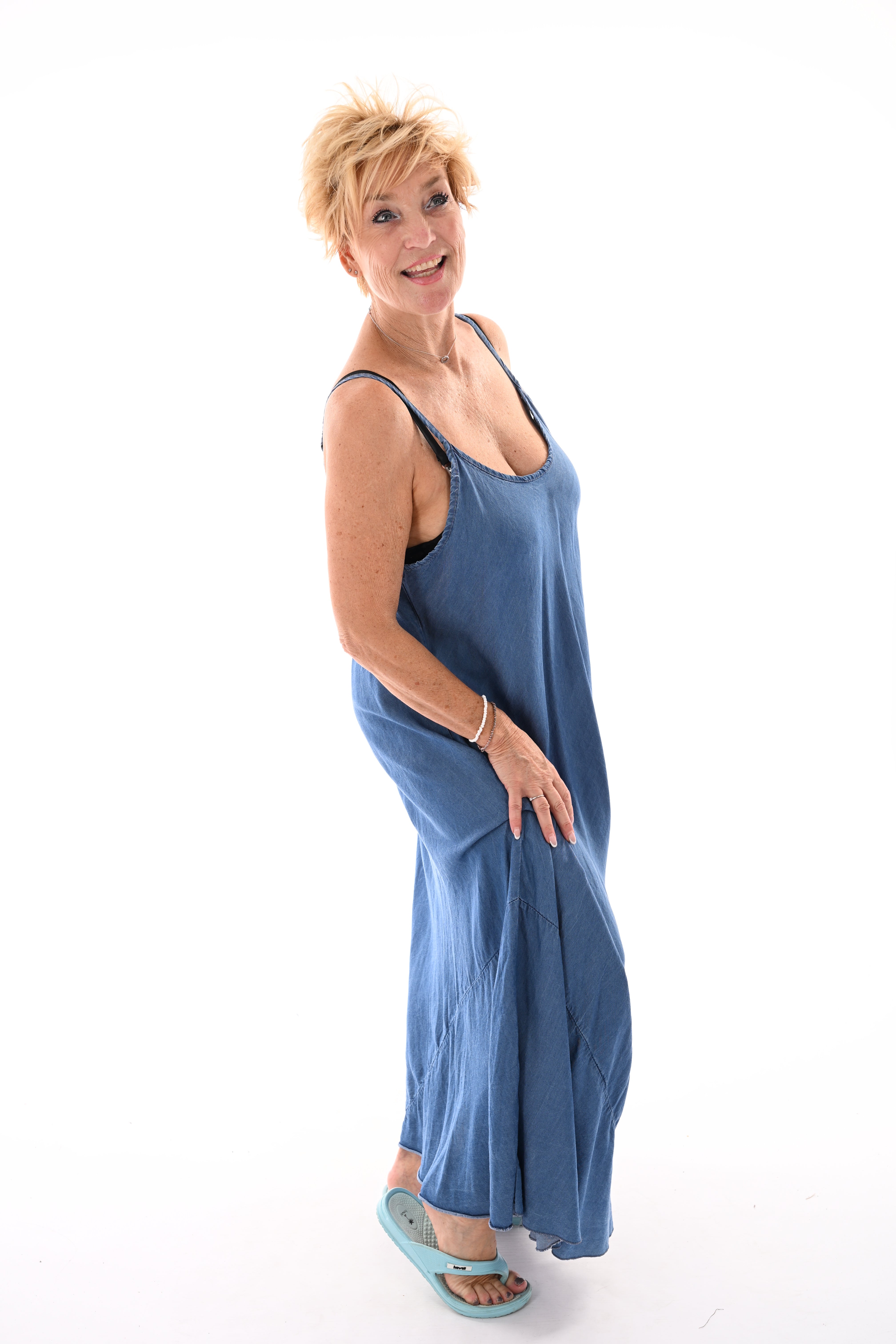 Lange jeans jurk blauw