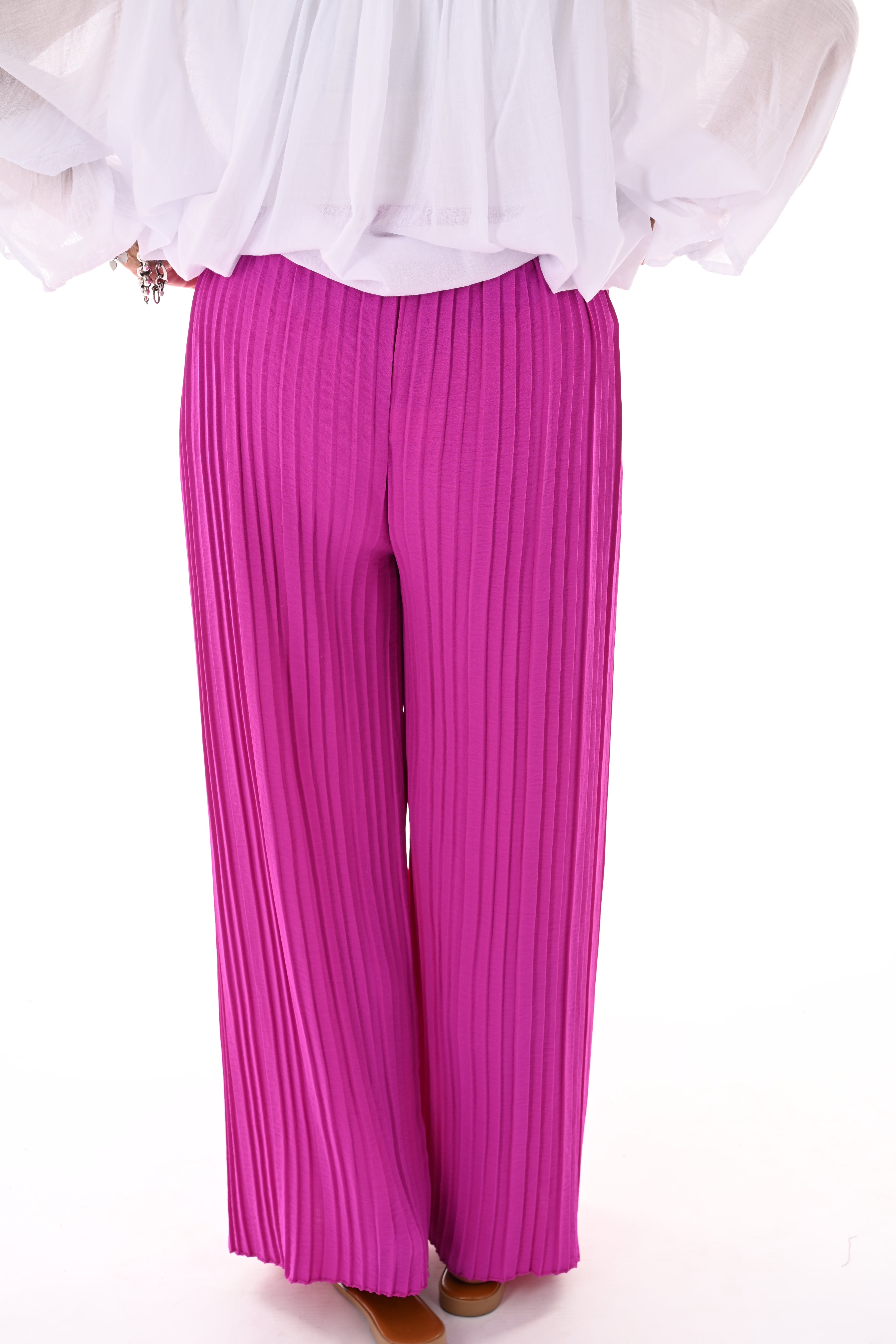 Broek plooien uni magenta