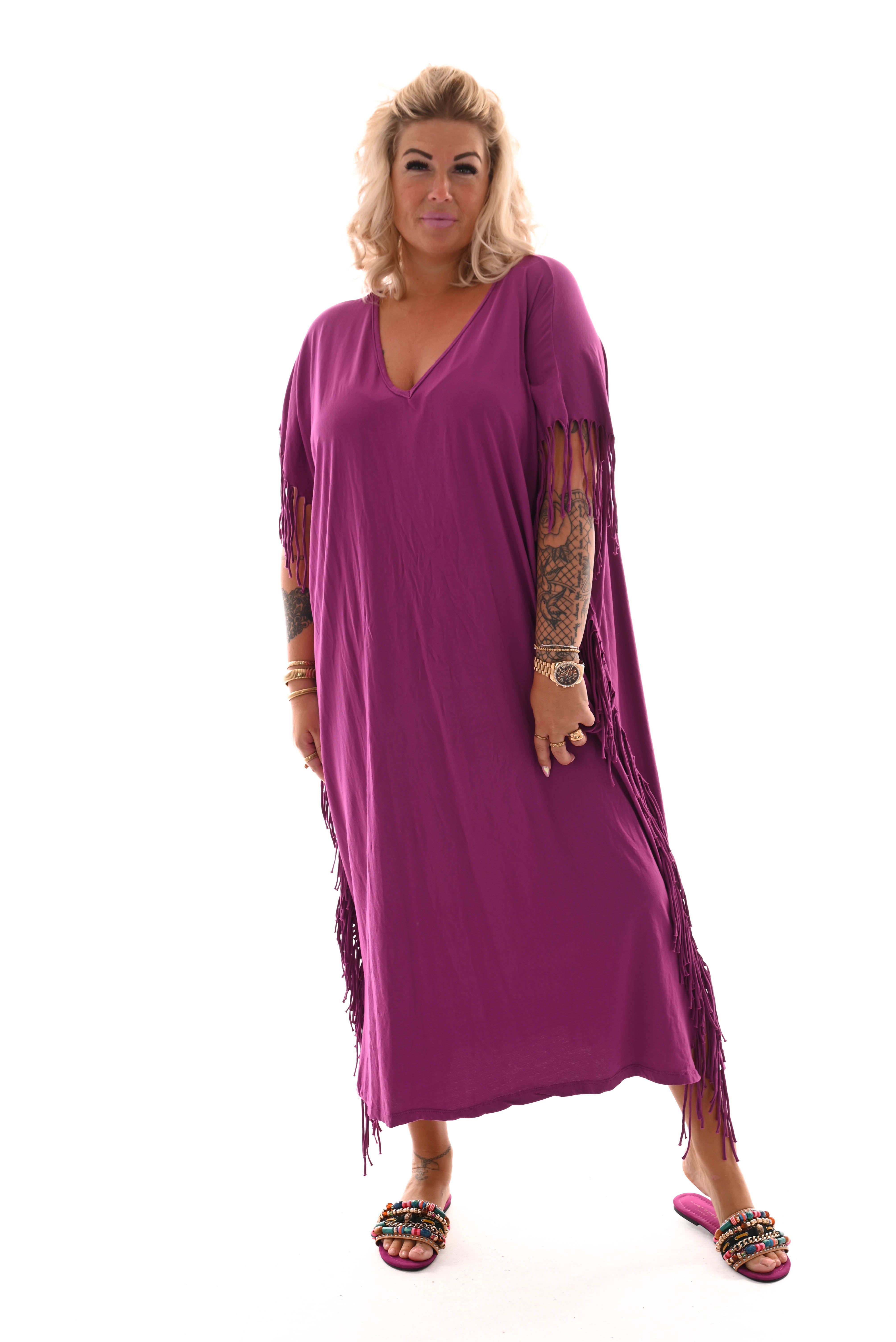 T-shirt dress franjes cyclaam