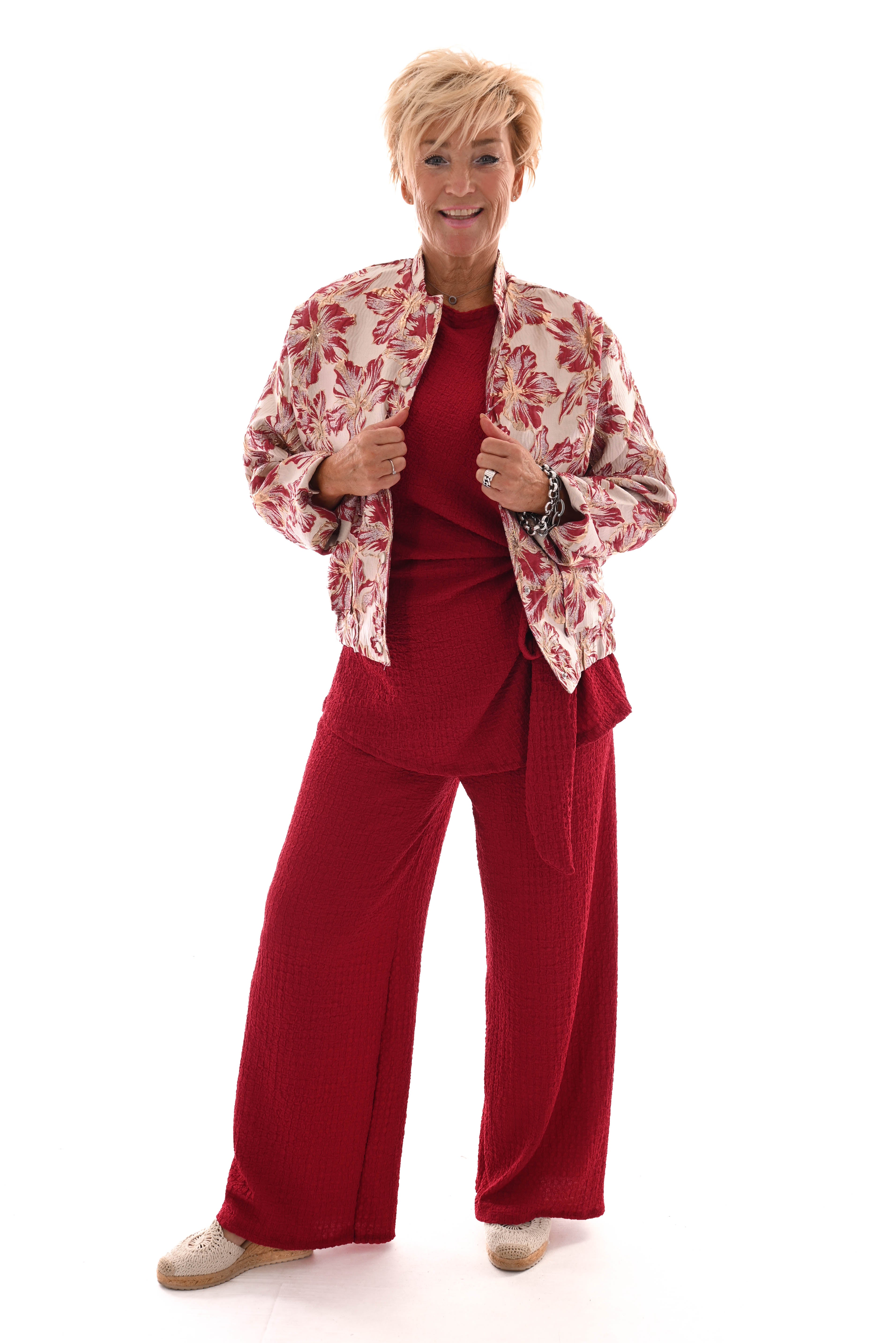 Bomber shine bloemen goud/rood