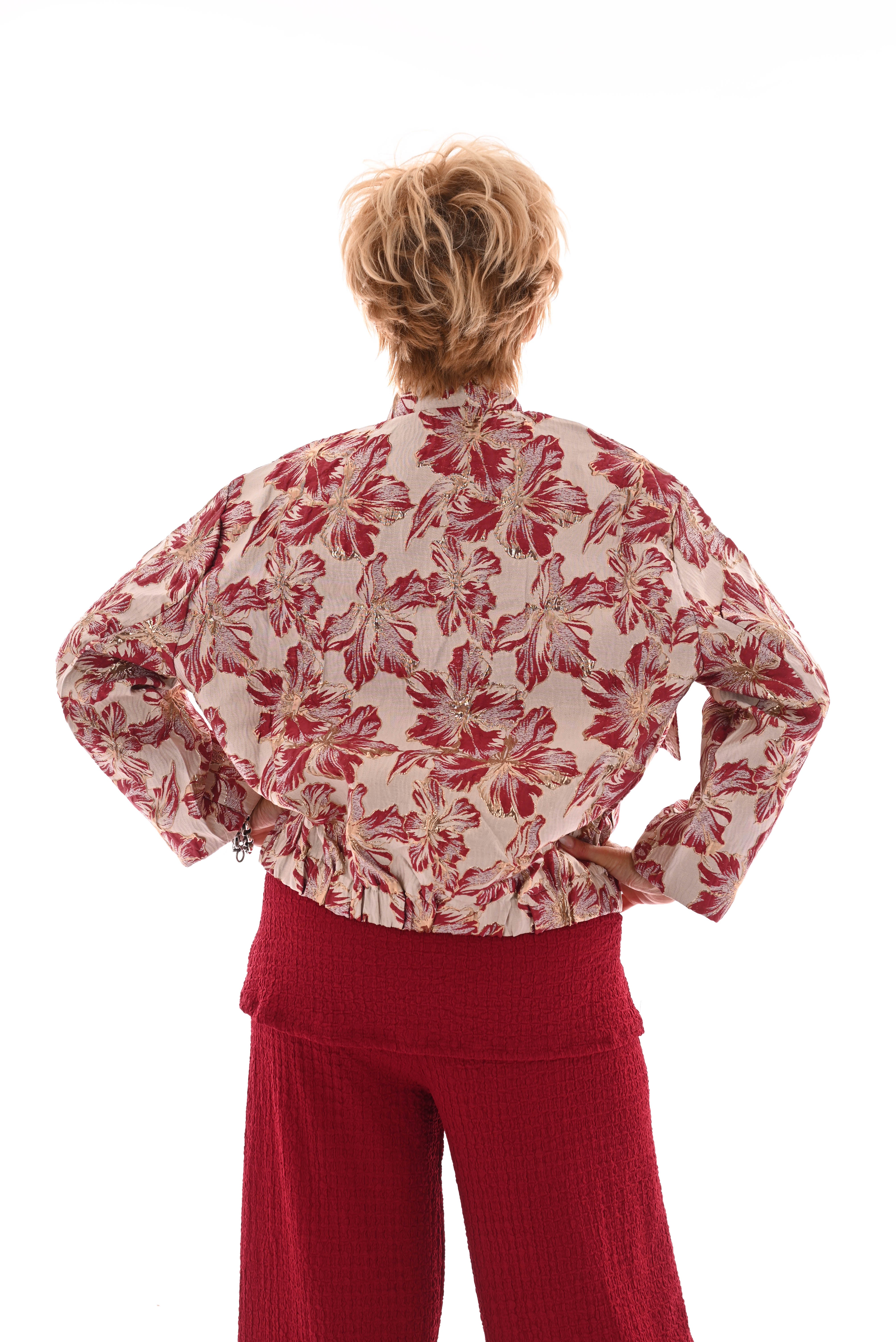 Bomber shine bloemen goud/rood