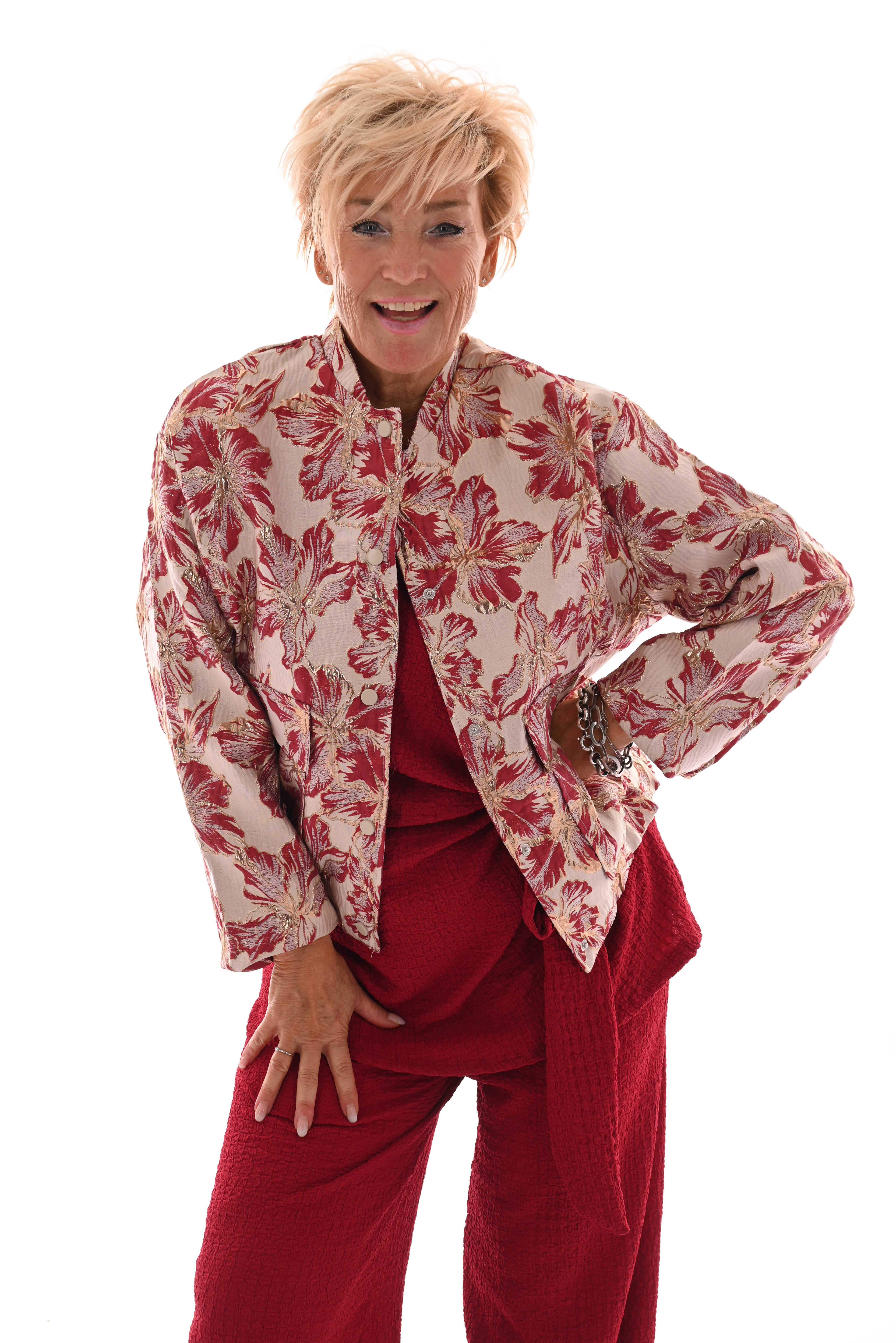 Bomber shine bloemen goud/rood