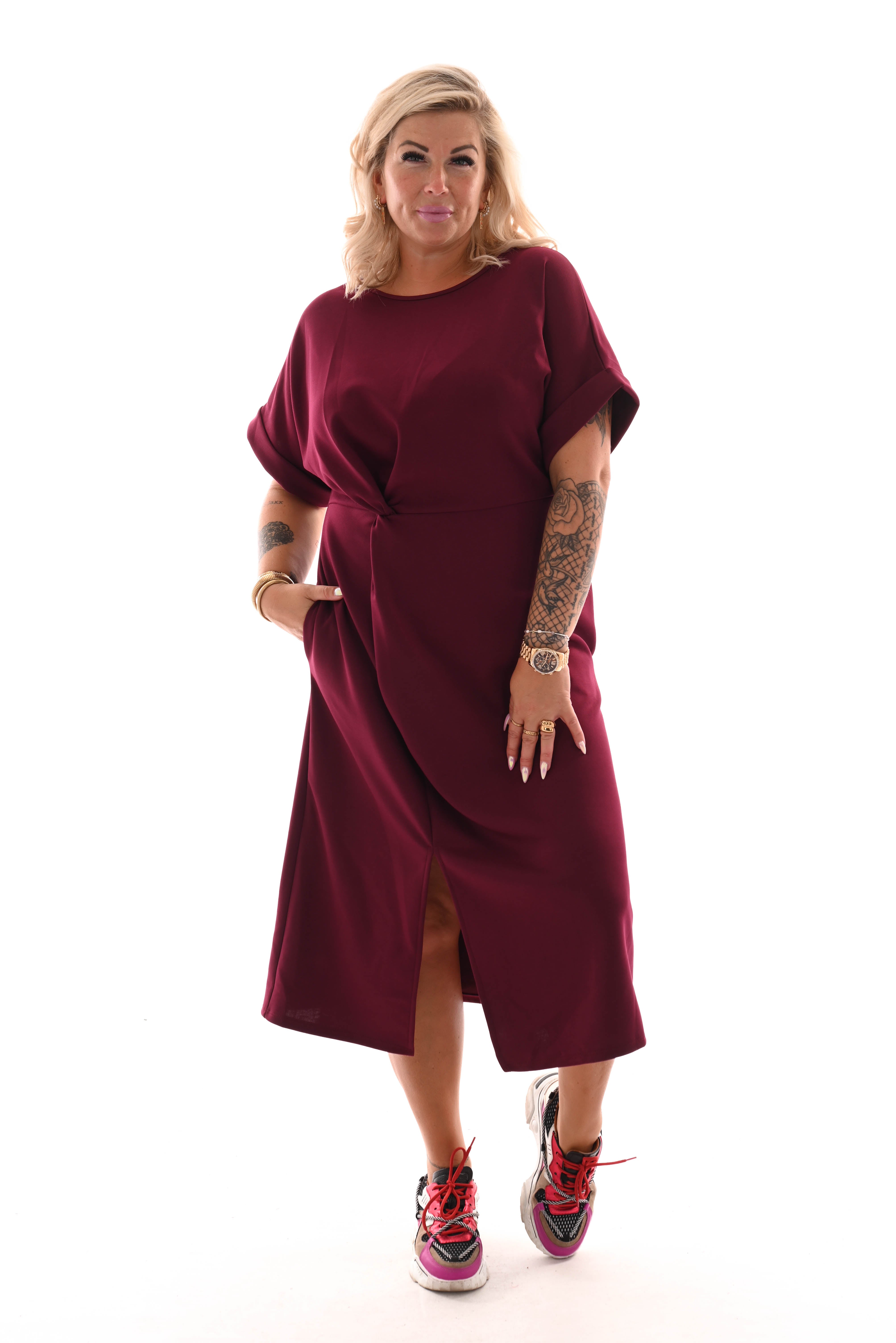 Jurk taille knoop bordeaux