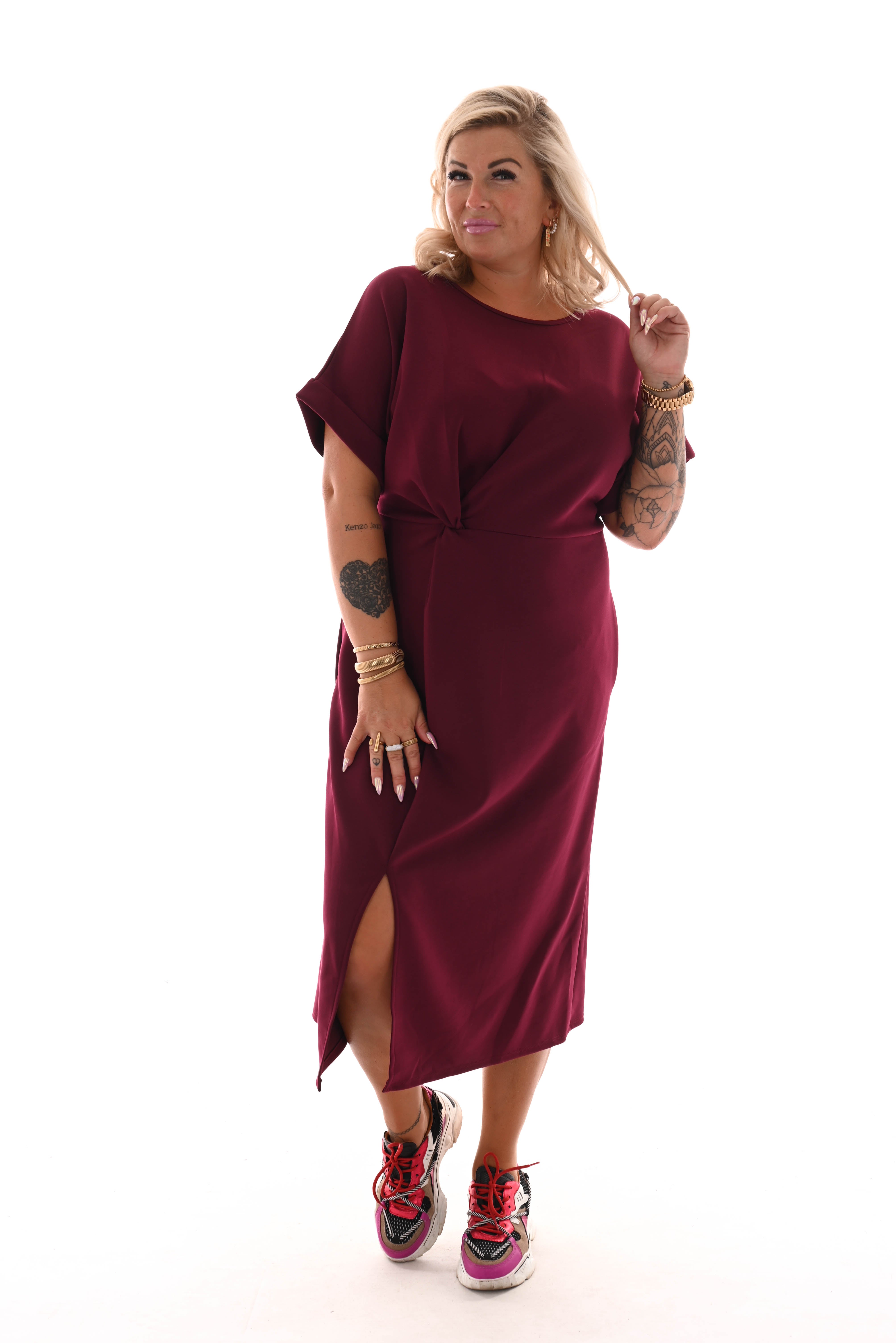 Jurk taille knoop bordeaux