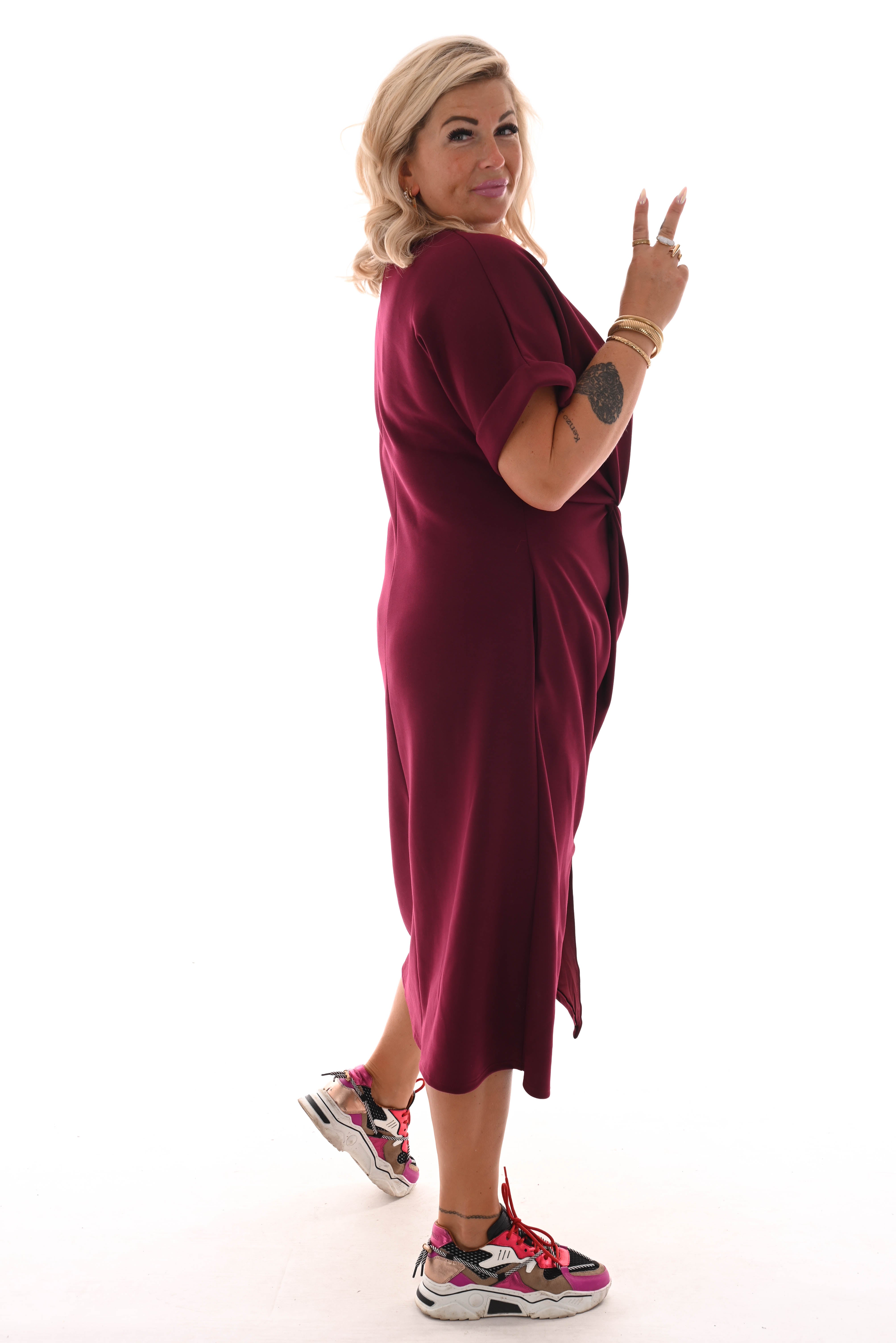 Jurk taille knoop bordeaux