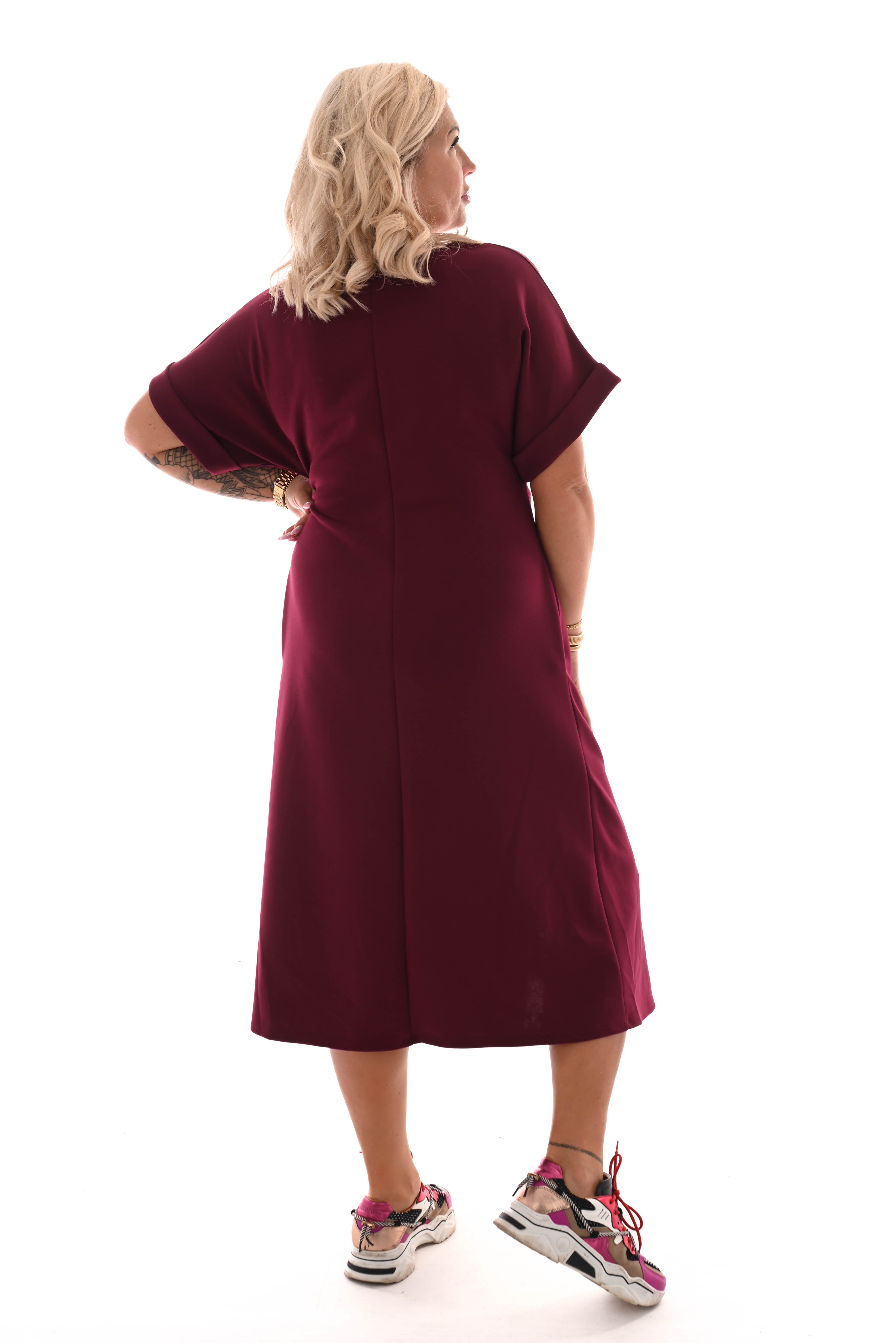 Jurk taille knoop bordeaux