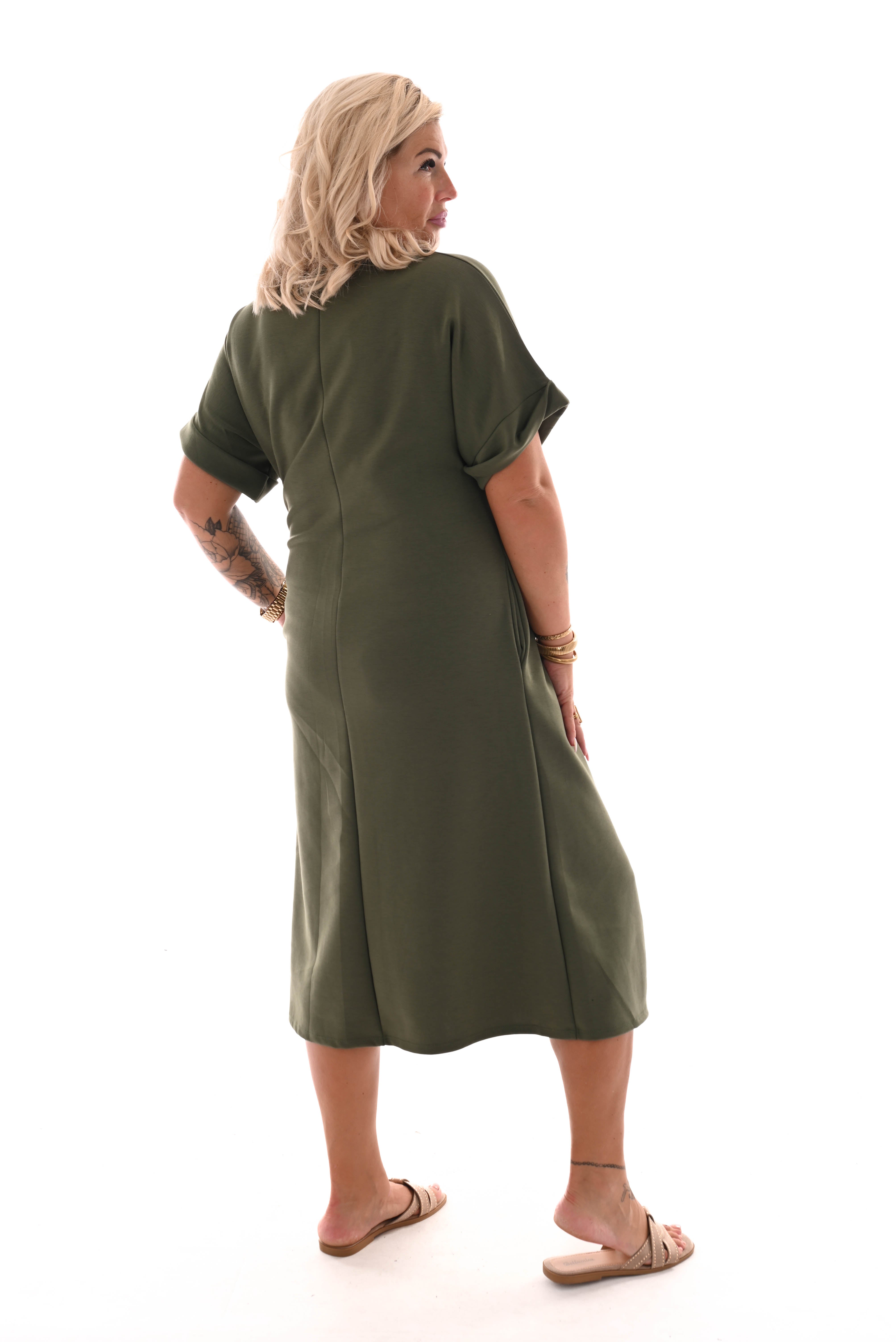Jurk taille knoop legergroen