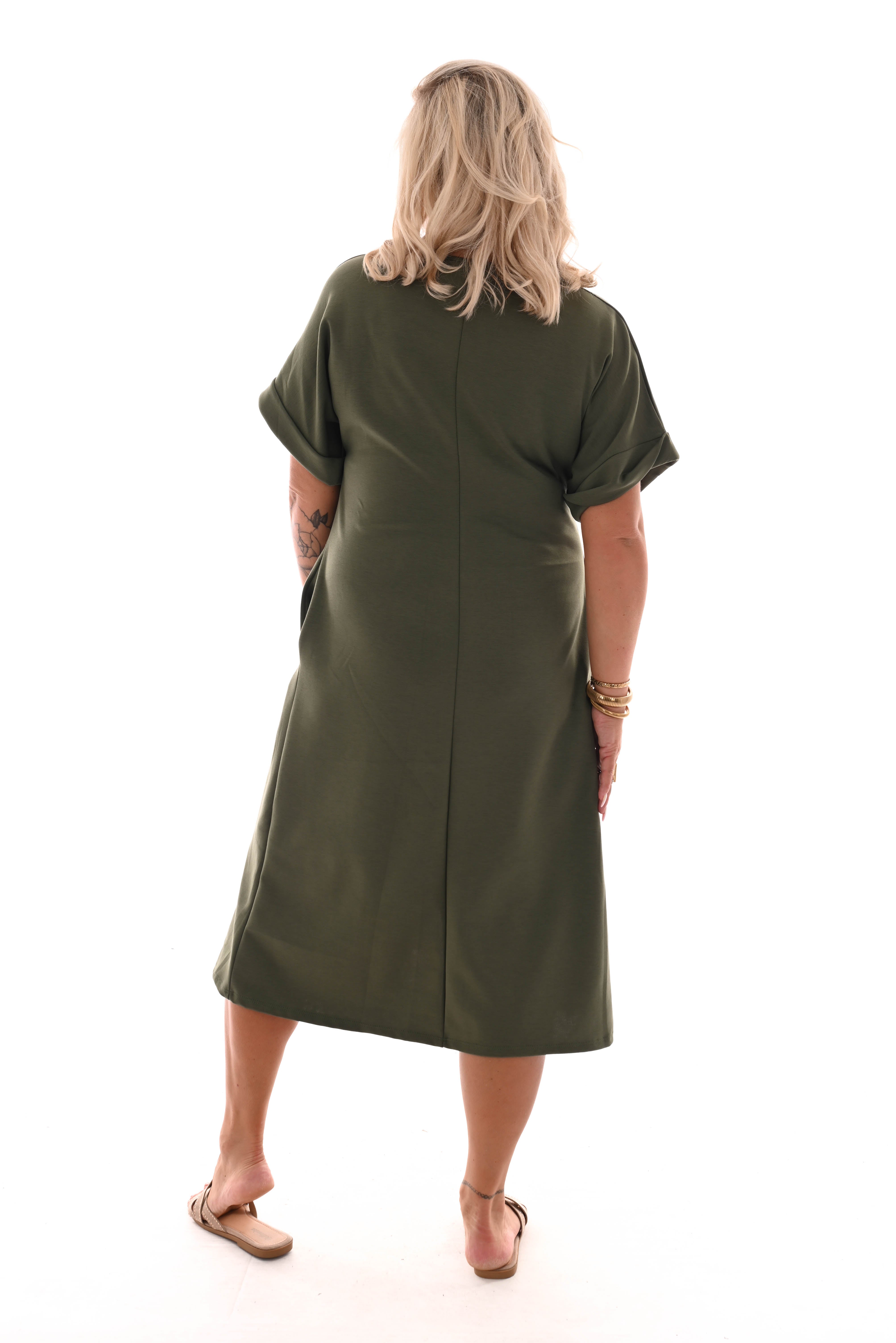 Jurk taille knoop legergroen