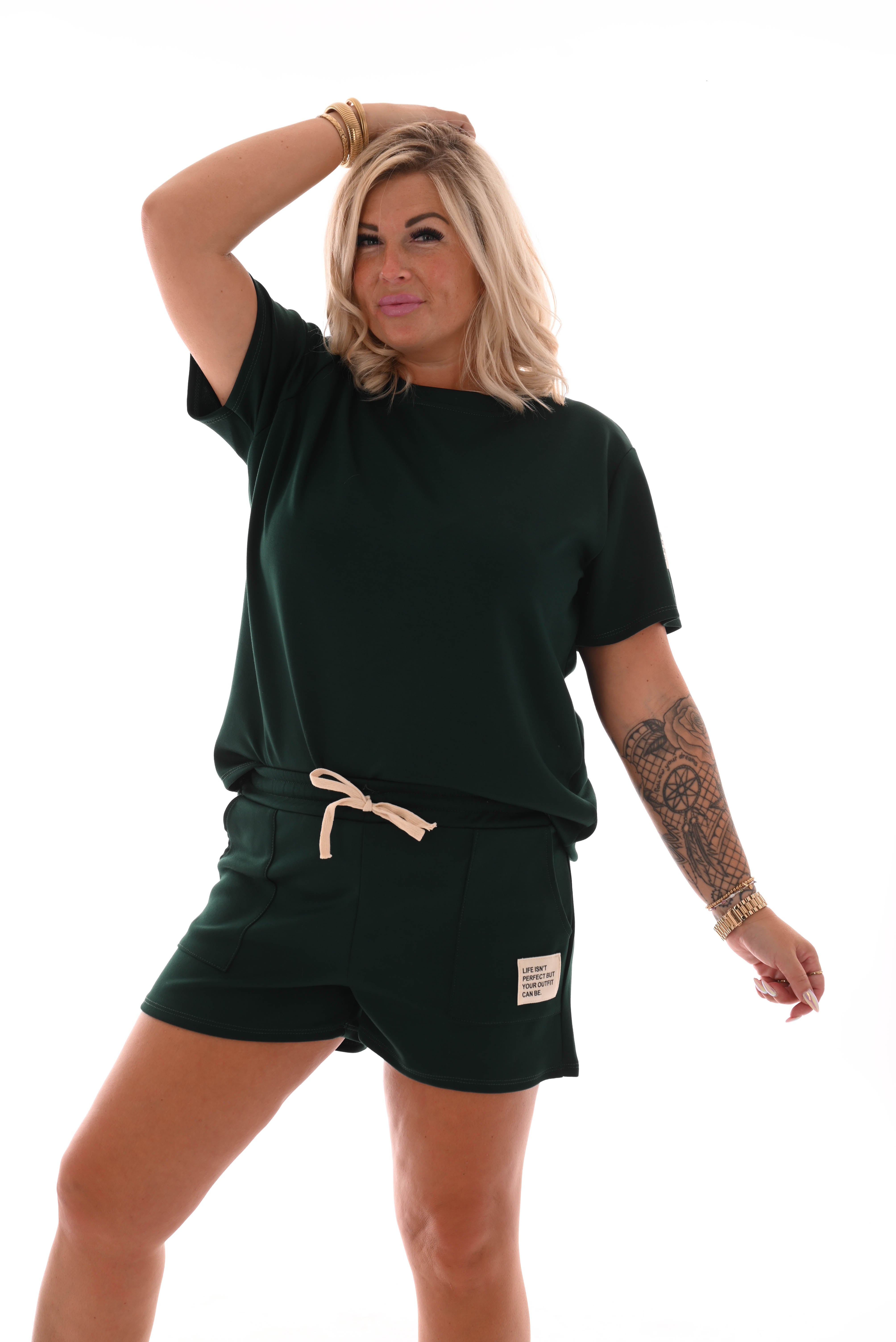 Twinset applicatie grote zakken flessengroen