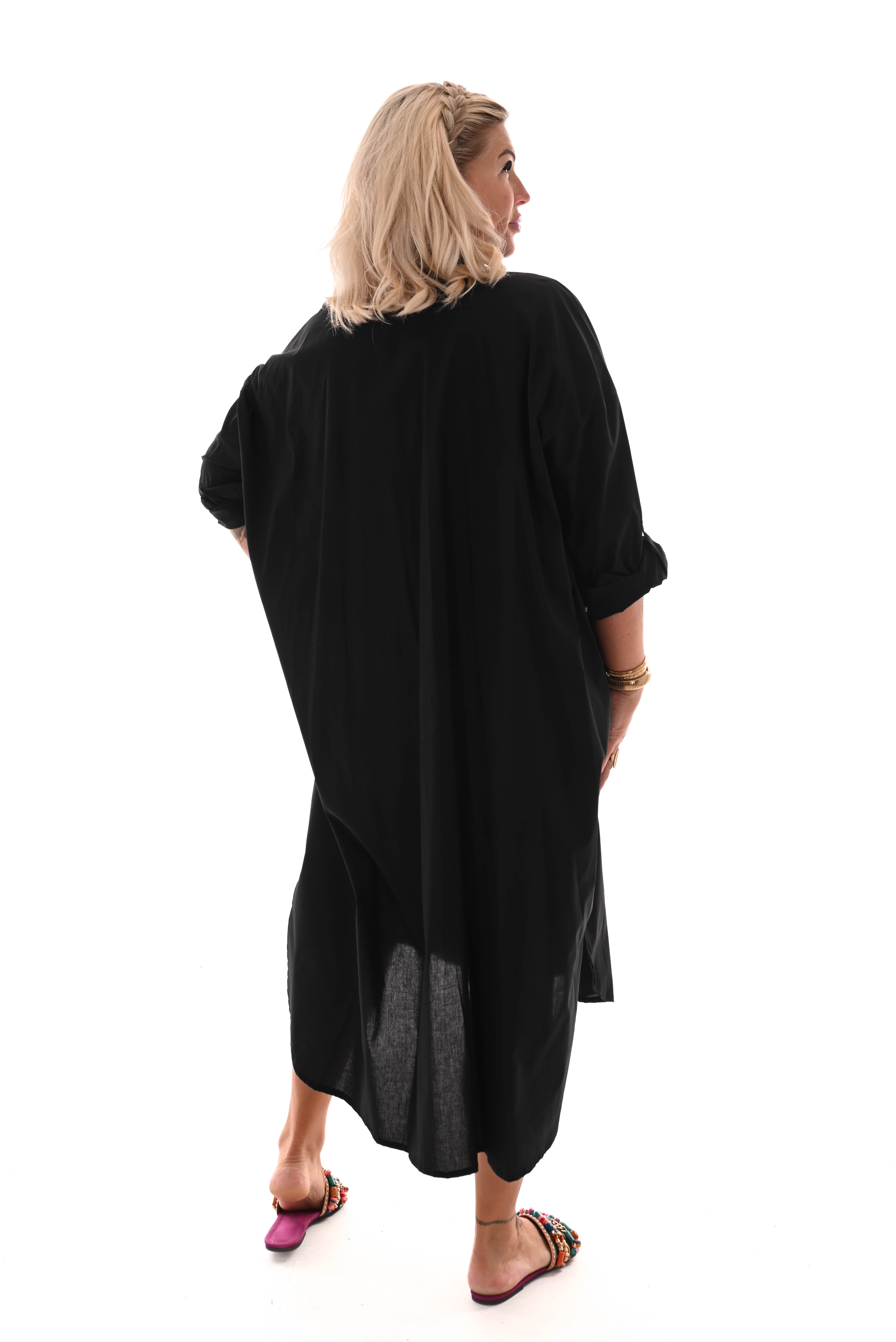 Blouse jurk borduur applicatie zwart